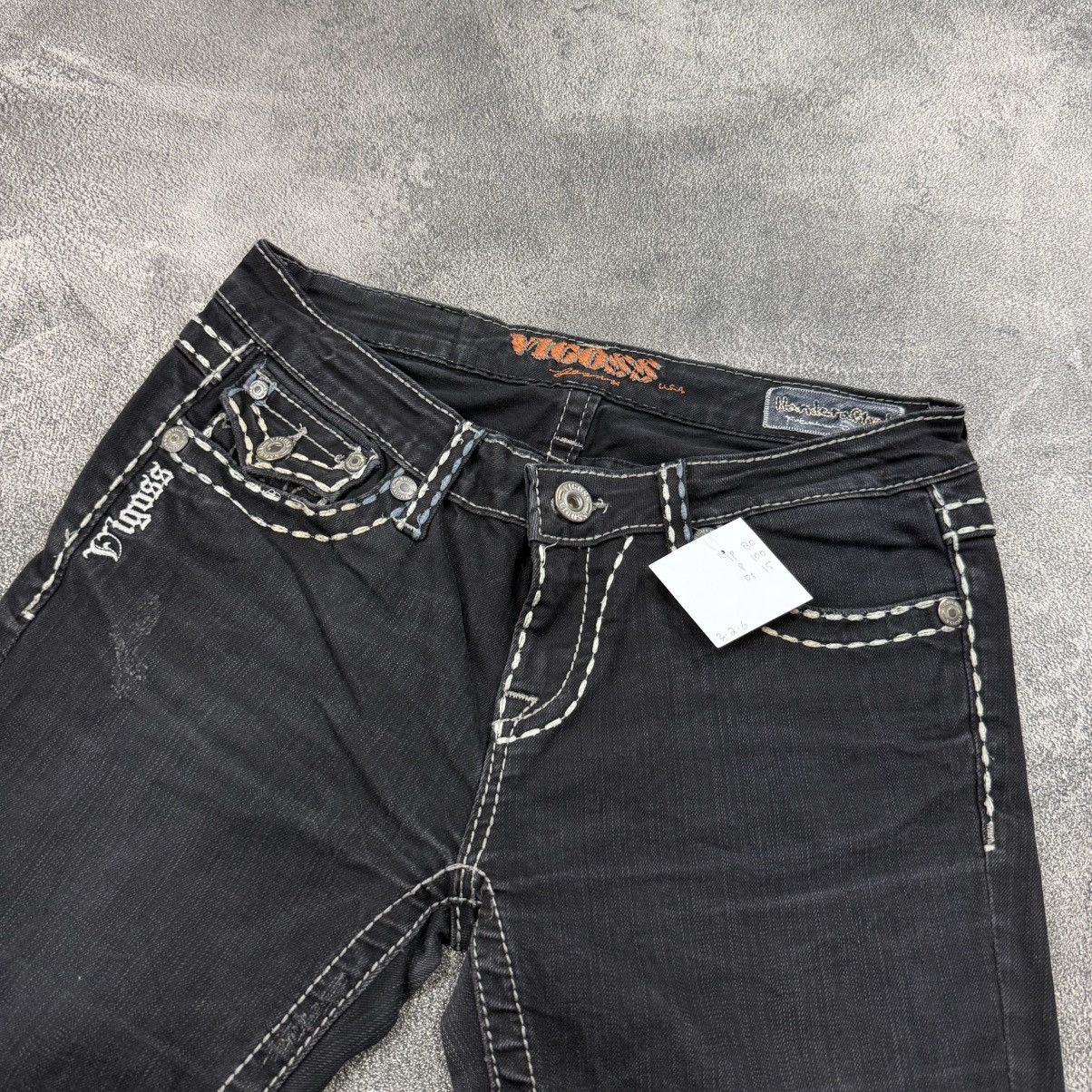 Vintage Vigoss U.S.A. black chain stitch flared jeans wonderafted Size US 30 / EU 46 - 1 Thumbnail