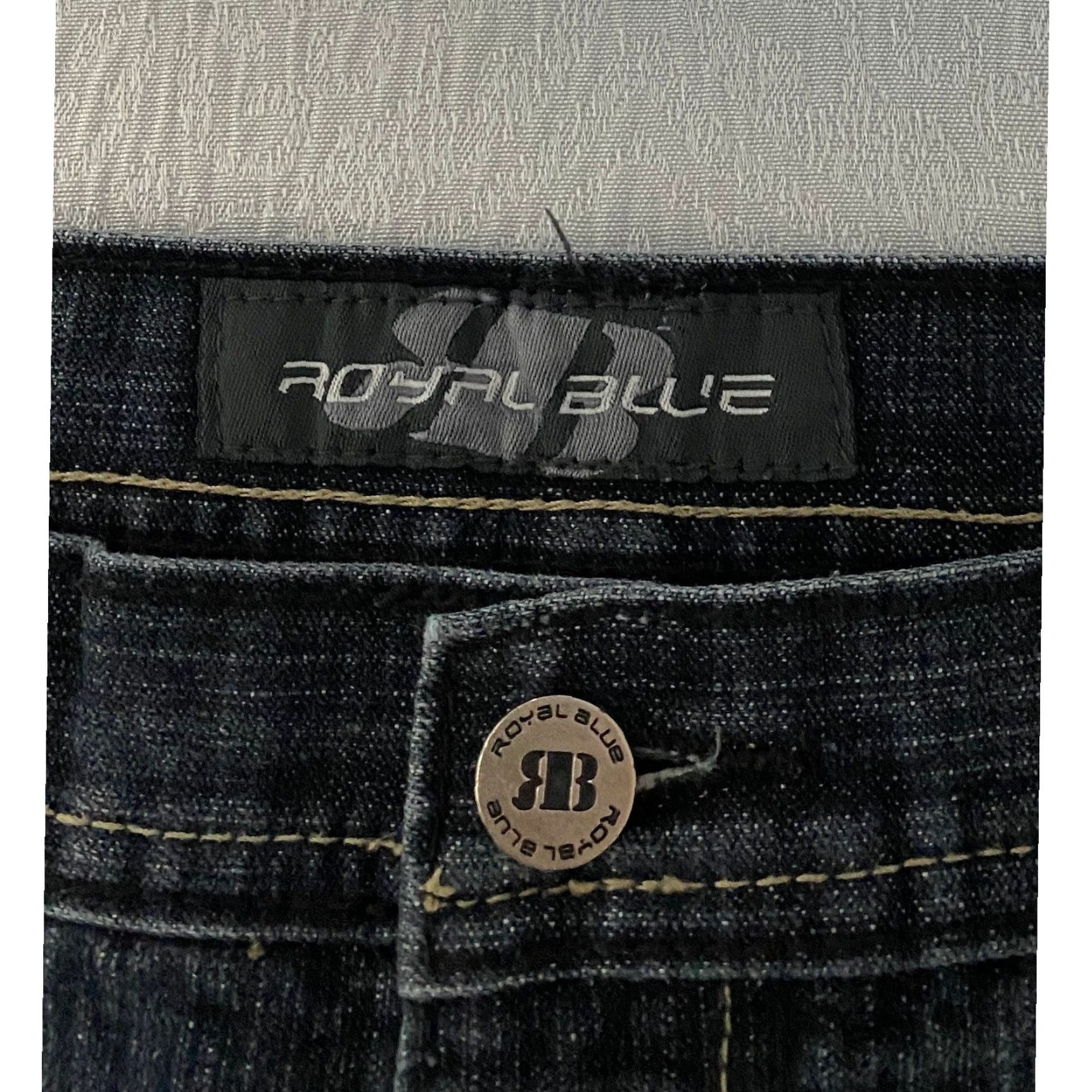 Denime ROYAL BLUE Jeans Mens 40x34 Dark Wash Straight Wide Leg Cotton Denim Pants Size US 40 / EU 56 - 4 Thumbnail