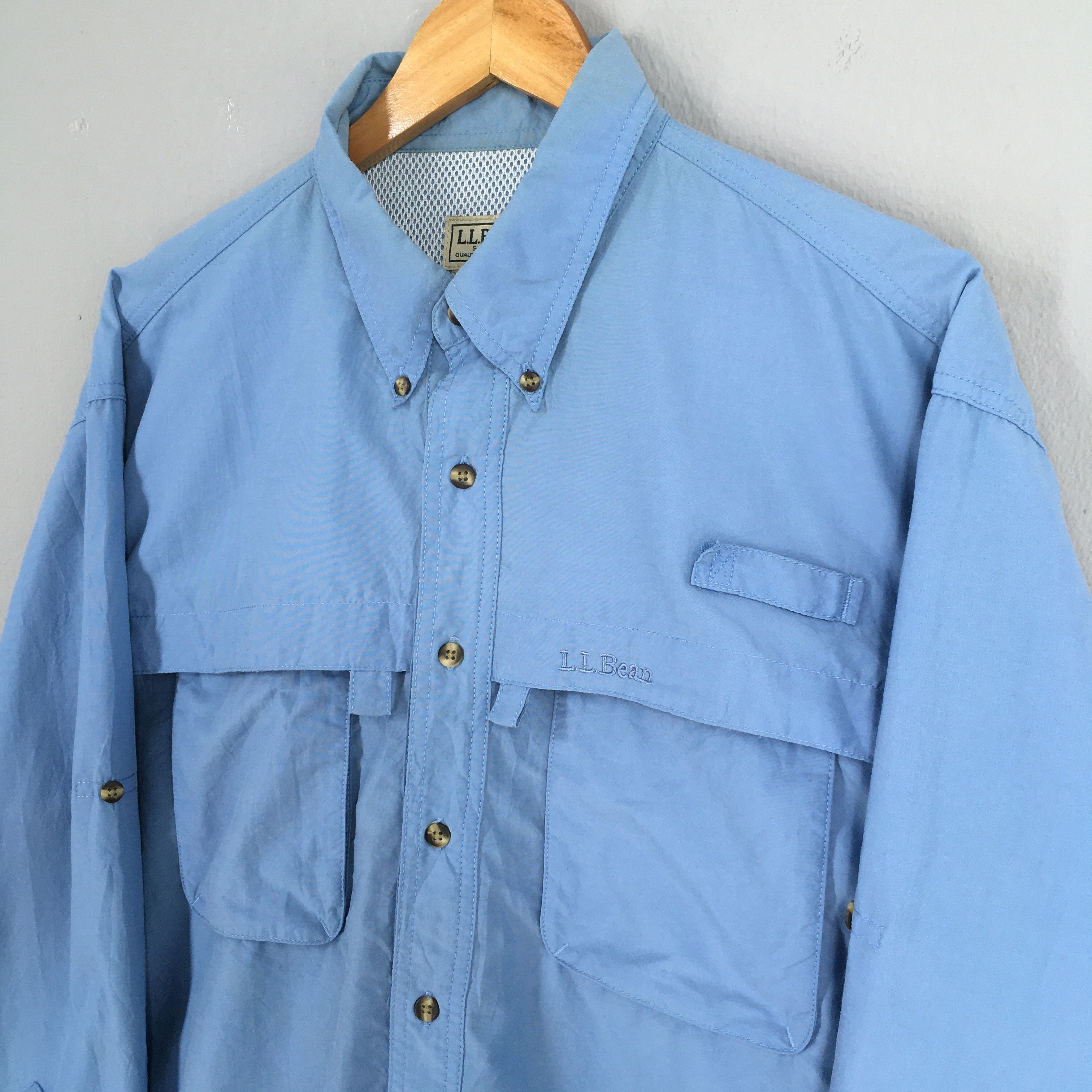 L.L. Bean × Vintage Vintage LL Bean Flannel Blue Plain Shirt XLarge Size US XL / EU 56 / 4 - 3 Thumbnail