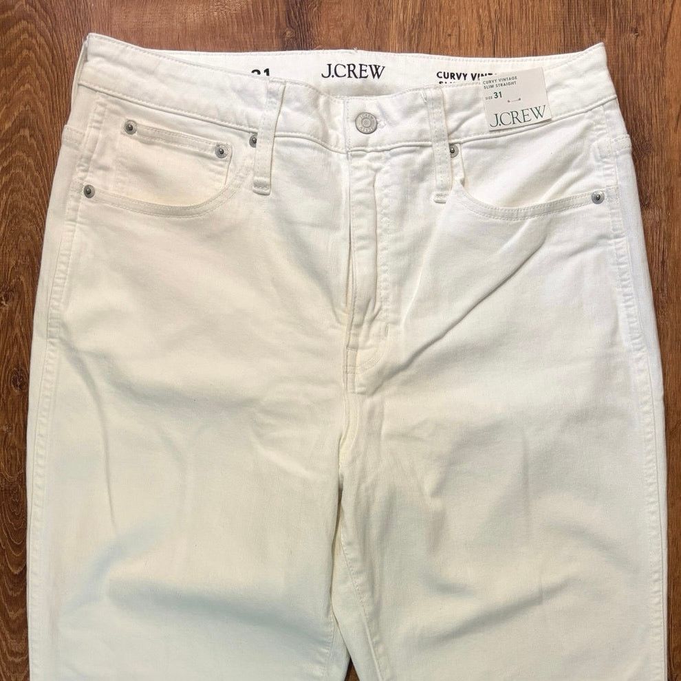 J.Crew NWT J.Crew Curvy Vintage Straight Jean White Wash Size 31 Size 31" - 4 Thumbnail