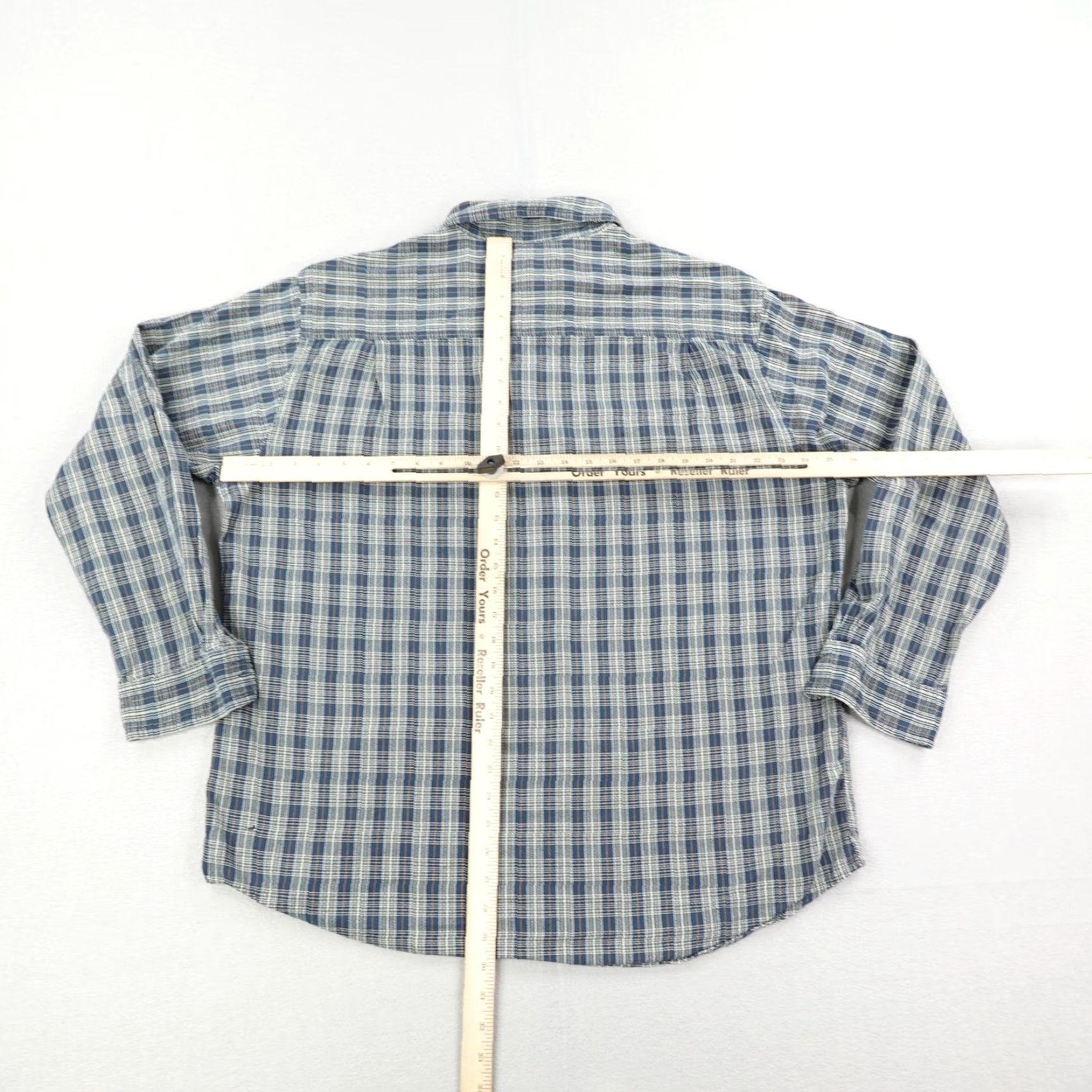 Vintage VINTAGE Woolrich Shirt Mens XL Blue Plaid Dark Denim Button-Up Long Sleeve Work Size US XL / EU 56 / 4 - 6 Thumbnail