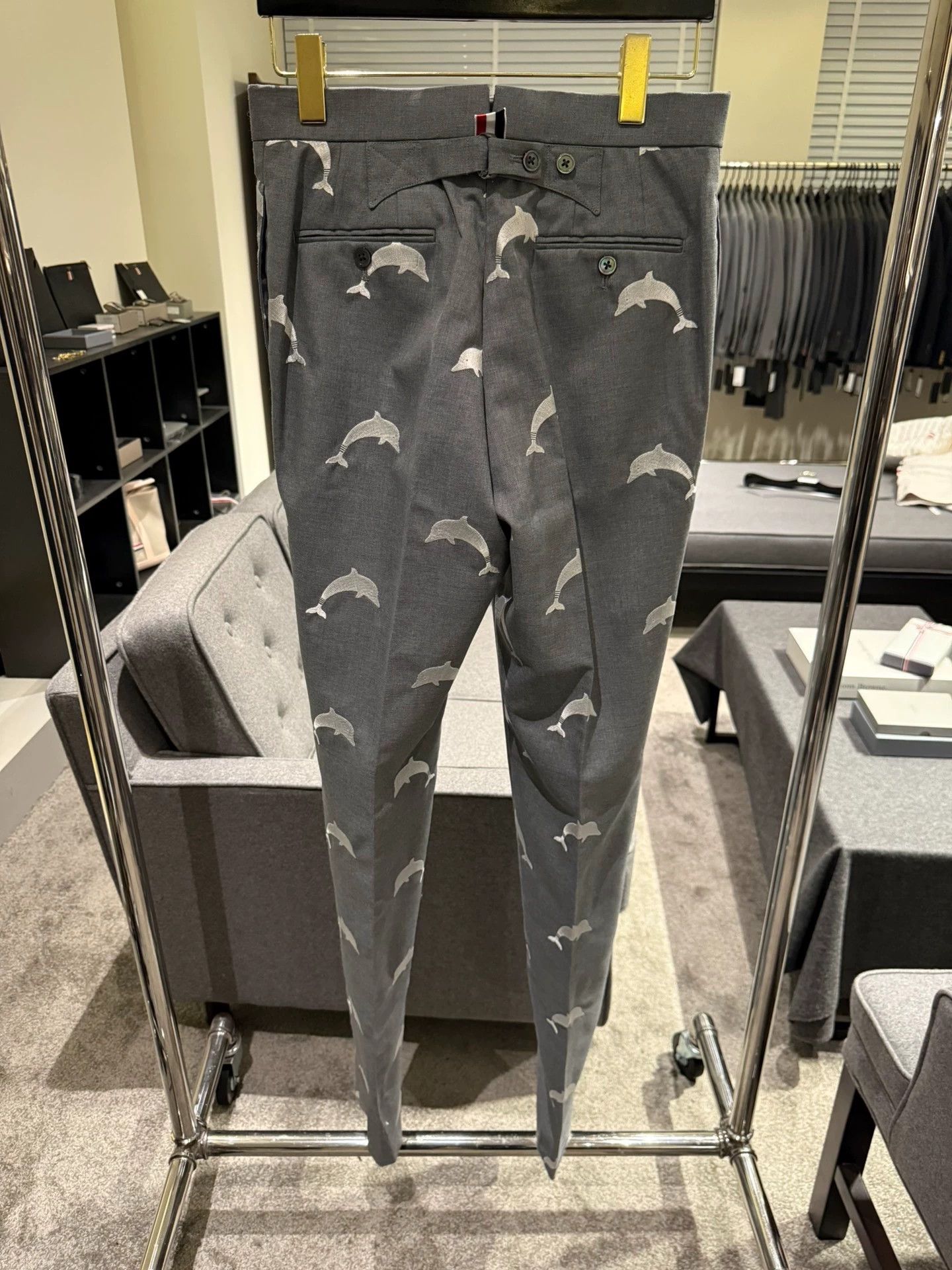 Thom Browne Thom Browne Mid-Gray Dolphin Embroidered Size 0 Pants Size US 28 / EU 44 - 2 Thumbnail