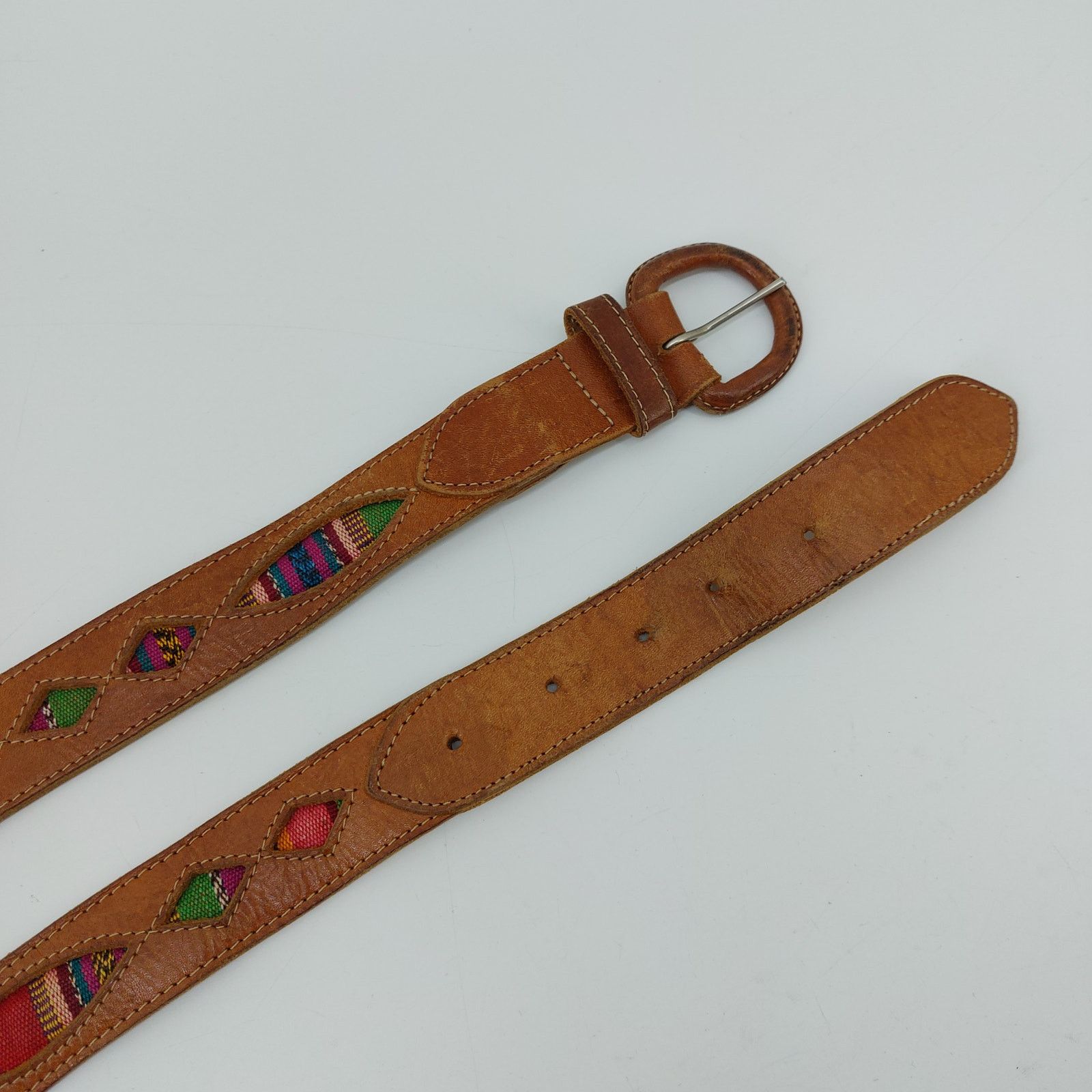 Vintage Women's Hand Woven Guatemalan Leather Belt Size Medium Size ONE SIZE - 7 Thumbnail