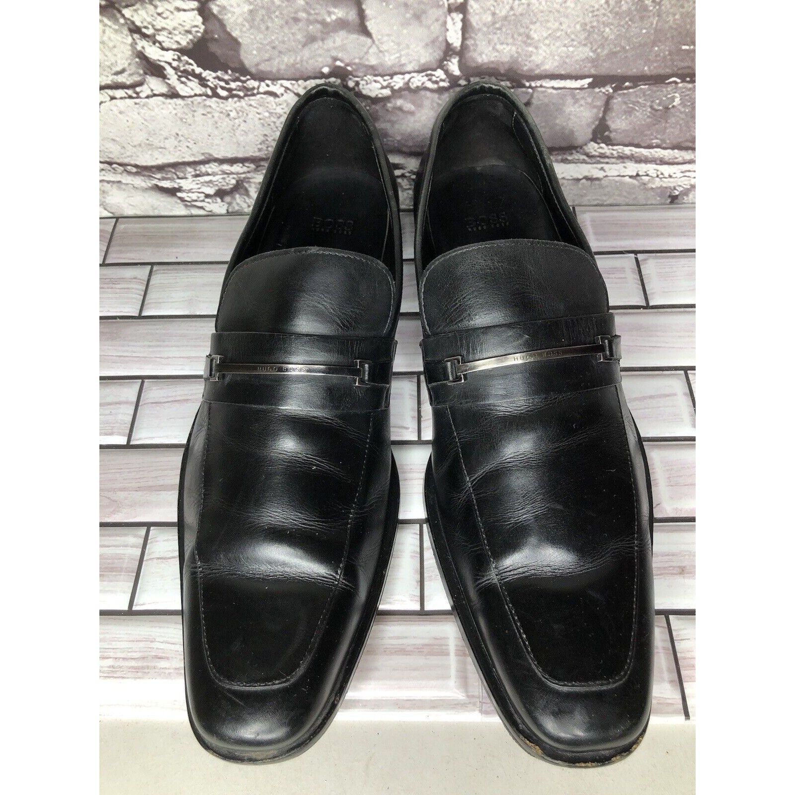 Hugo Boss HUGO BOSS Vero Cuoio Black Leather Horsebit Loafer Dress Sho Size US 11.5 / EU 44-45 - 2 Thumbnail