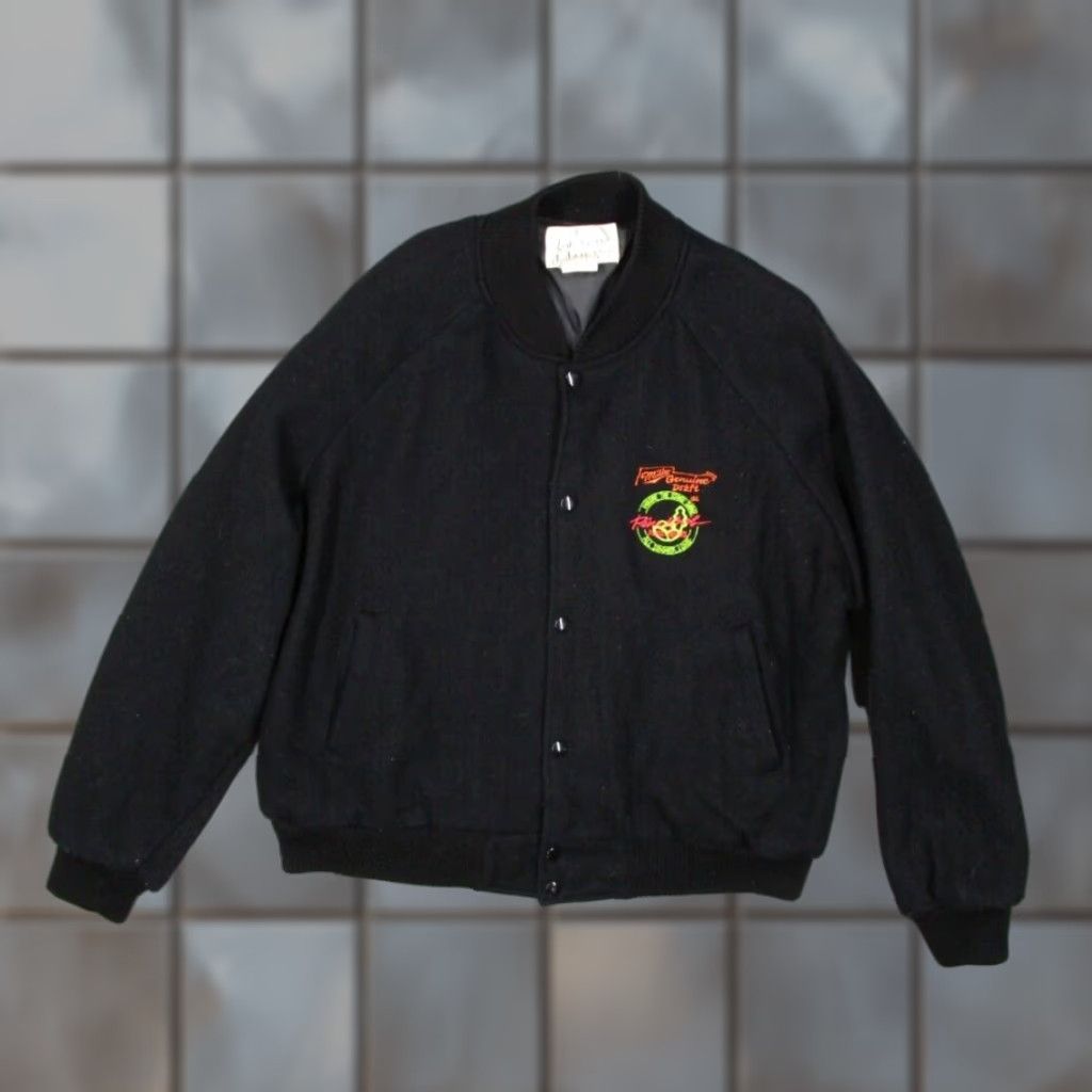 Vintage VINTAGE Pine Knob Music Theatre Jacket Mens Large Black Wool Snap Bomber Jacket Size US L / EU 52-54 / 3 - 1 Thumbnail