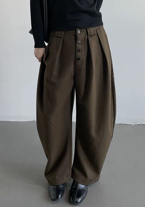 Japanese Brand × Vintage Cleanfit retro front button pleated wide leg pants Size US 28 / EU 44 - 2 Thumbnail