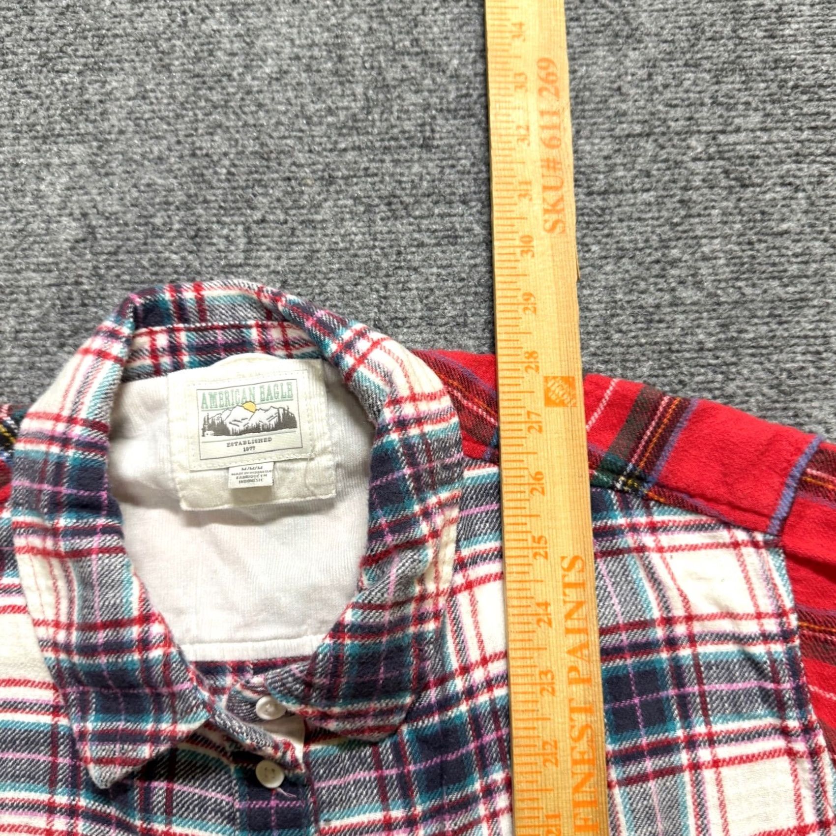 American Eagle Outfitters American Eagle Outfitters Dress Shirt Men M Button Up Plaid Cotton Multicolor Size 40R - 4 Thumbnail
