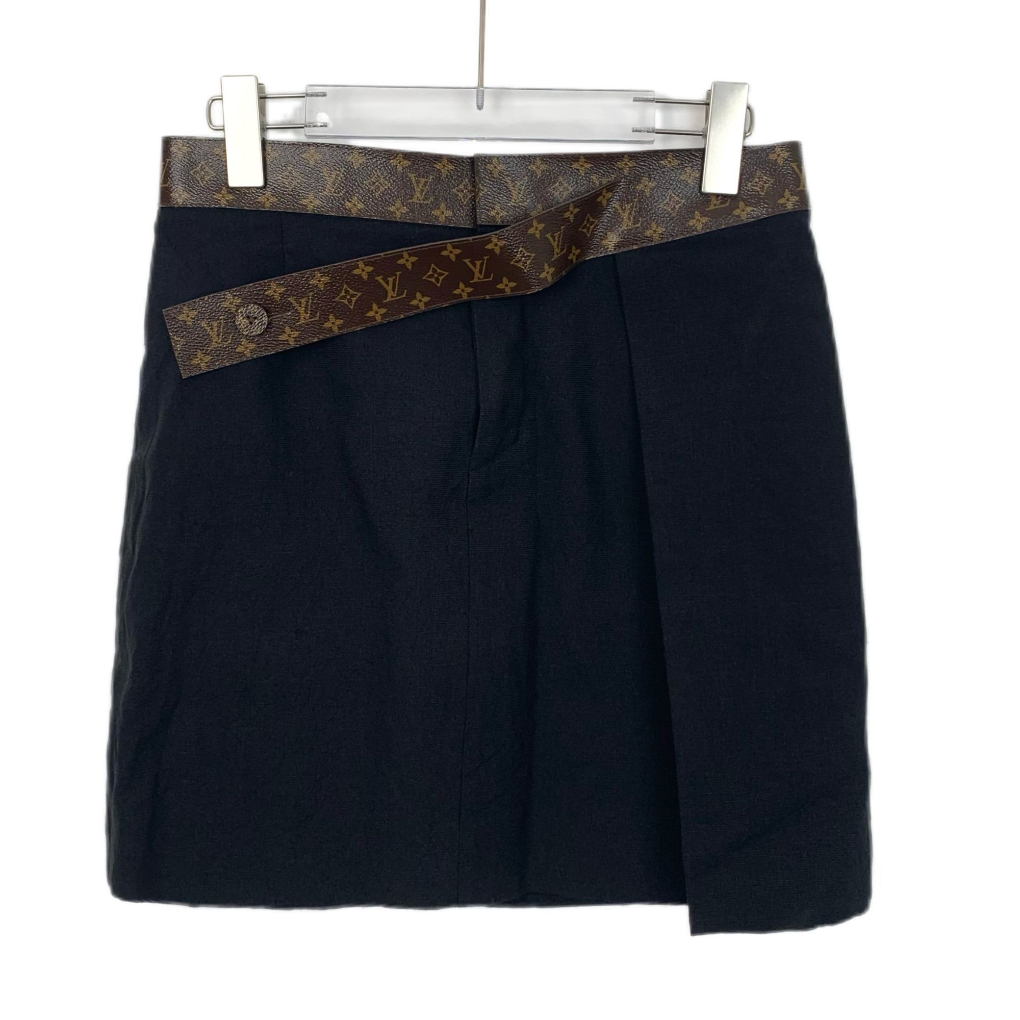 Louis Vuitton Louis Vuitton Black Logo Monogram Belted Linen Casual Skirt Size 38" / US 16 / IT 52 - 1 Thumbnail
