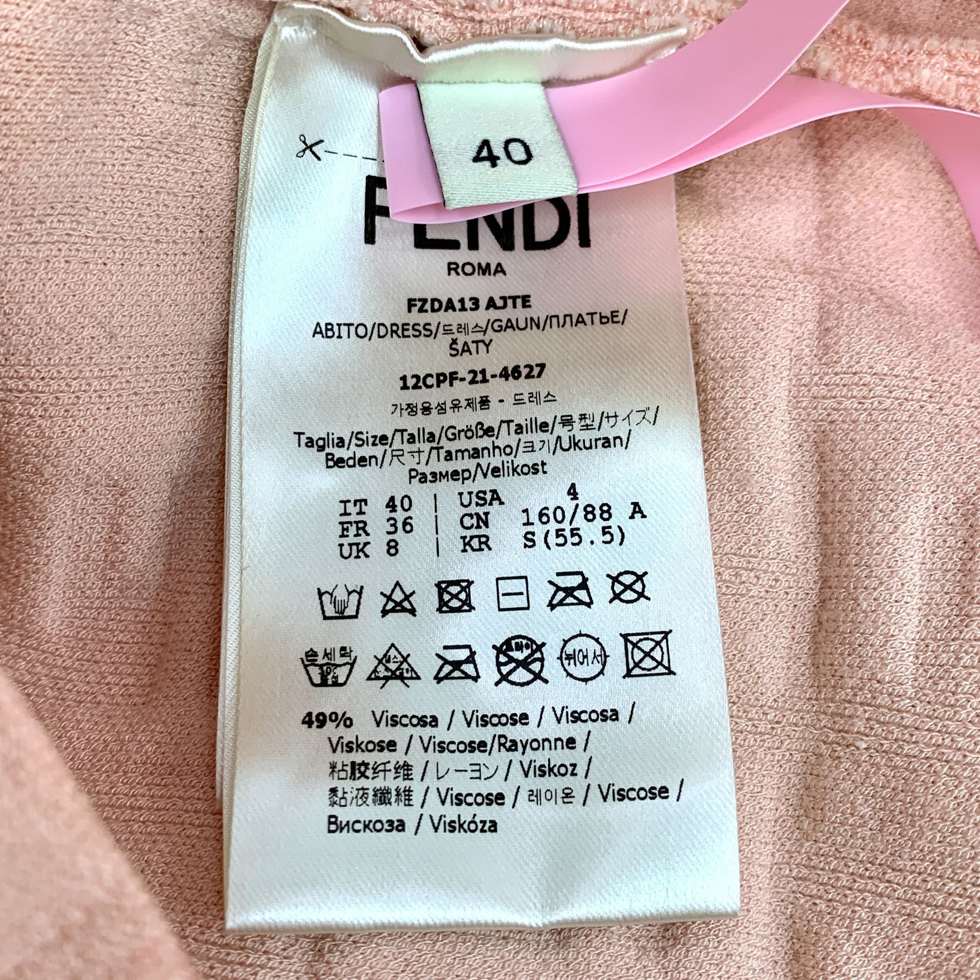 Fendi Fendi Orange-Pink Embossed Logo Sleeveless Knitted Dress Rou Size M / US 6-8 / IT 42-44 - 3 Thumbnail