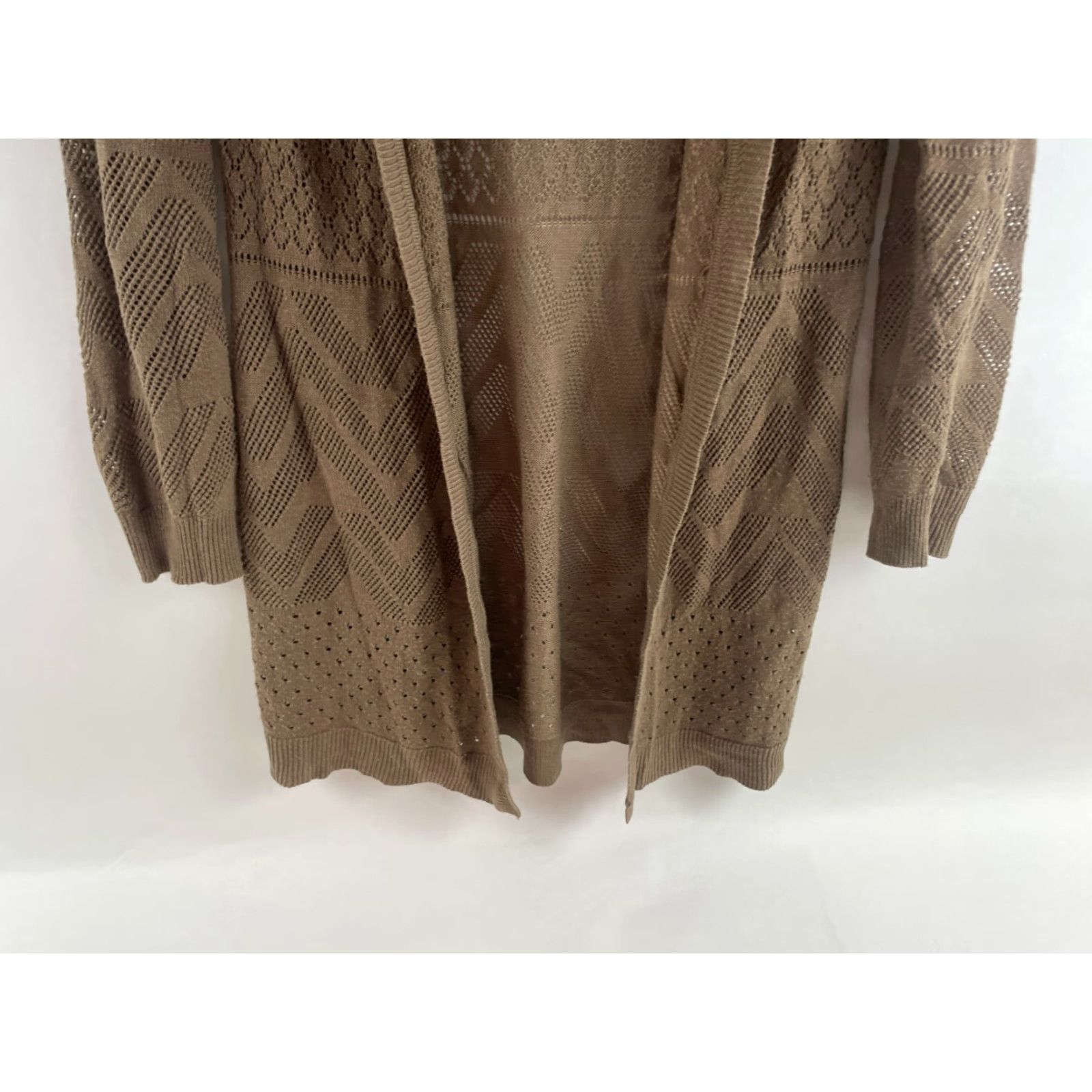Vintage Pink Republic Sweater Cardigan, Women's Small, Brown, Open Cardigan, Long Sleeve, Solid, Regular Fit, Fall Spring Summer, Womens Size S / US 4 / IT 40 - 4 Thumbnail