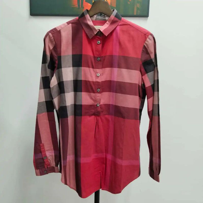 Burberry Burberry Red Long Sleeve Cotton Shirt Size XS / US 0-2 / IT 36-38 - 1 Thumbnail