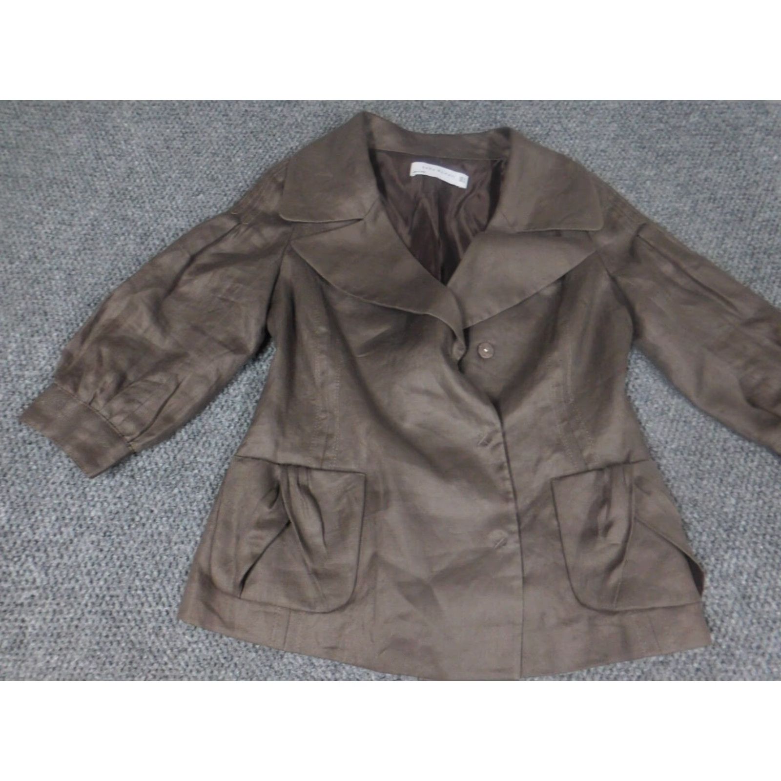 Zara Zara Jacket Womens Small Brown Snap Collar Basic Jacket Long Sleeve Solid Mid-Length Polyester Lining Embroidered Casual Fall Spring Womens Size S / US 4 / IT 40 - 3 Thumbnail