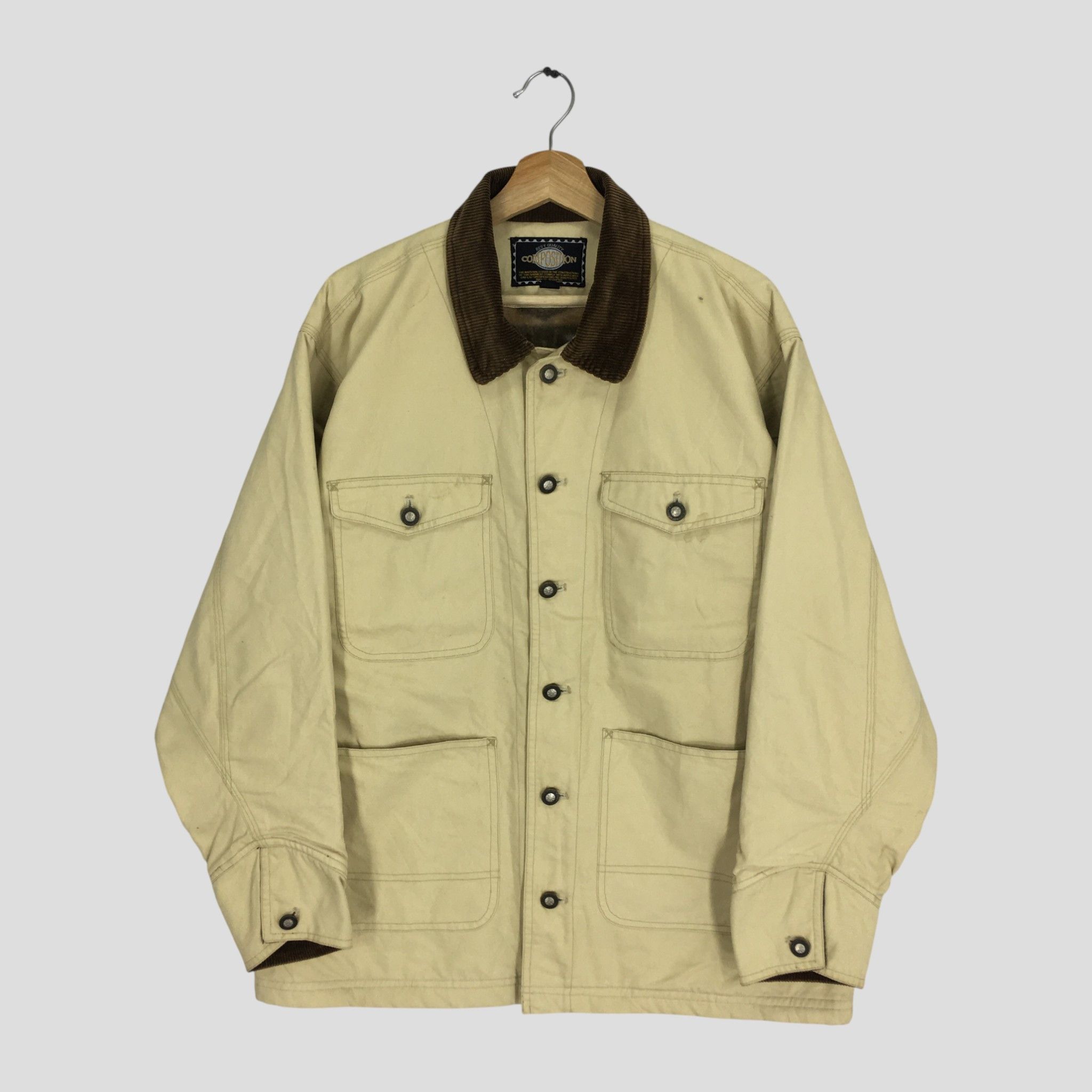 Vintage Vintage 90's Composition American Denim Workwear Jacket Size US L / EU 52-54 / 3 - 1 Thumbnail