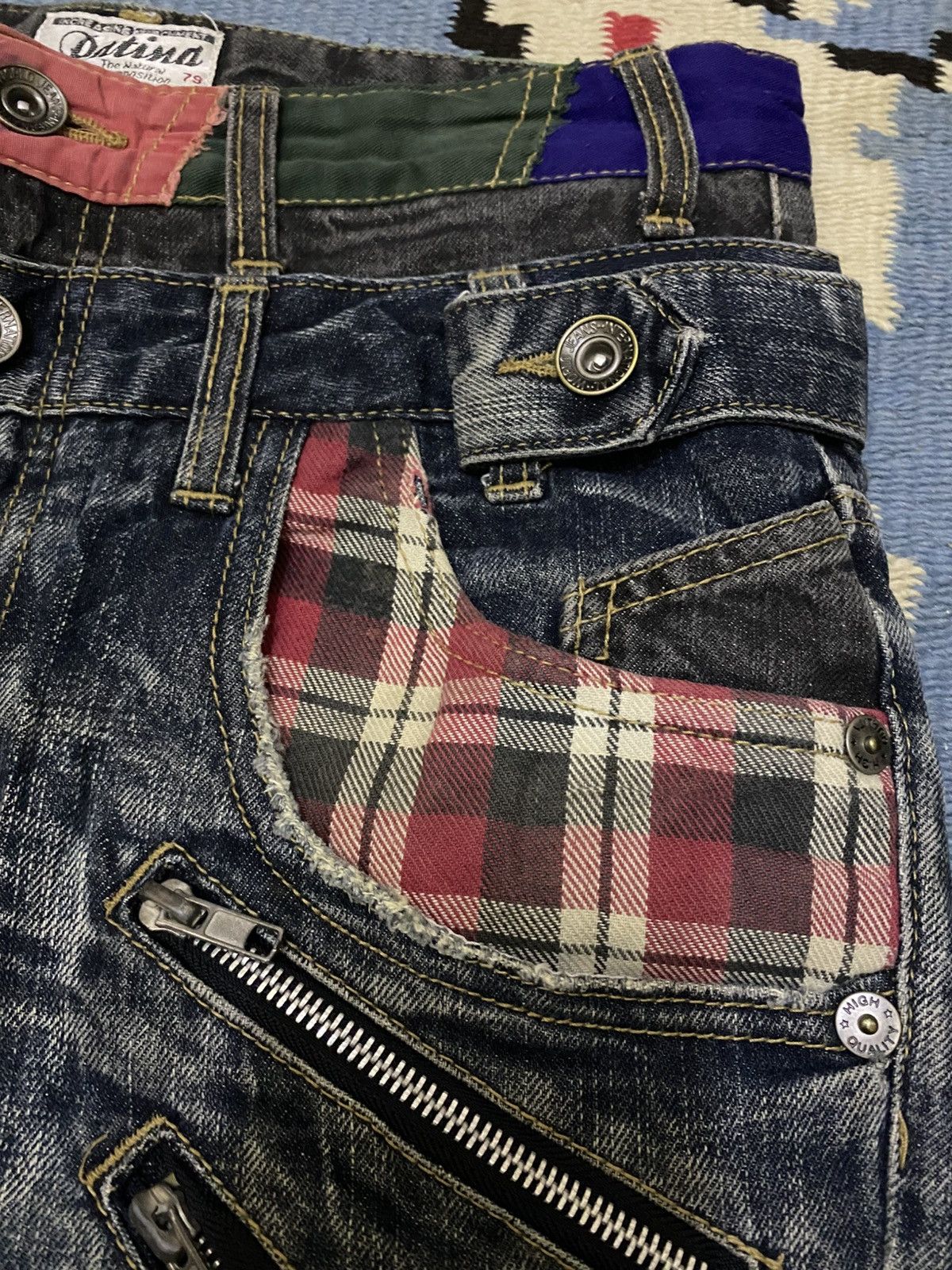 Japanese Brand DISTRESSED DENIM PATINA DOUBLE WAIST LIGHTNING SPARK JEAN Size US 30 / EU 46 - 6 Thumbnail