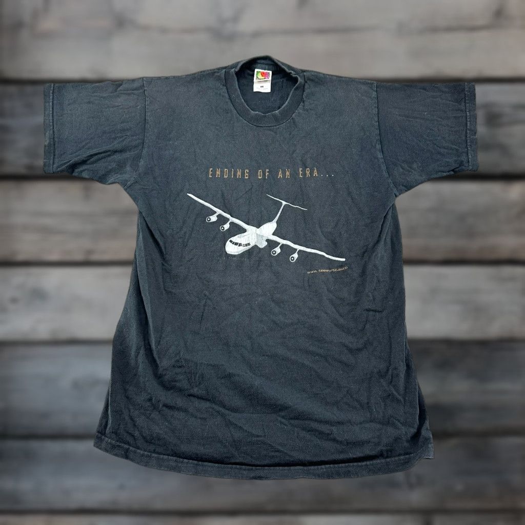 Fruit Of The Loom VINTAGE Fruit of the Loom Plane Shirt Mens L Black Cotton Air Force USAF Graphic Print T-Shirt 90s Mens Size US L / EU 52-54 / 3 - 1 Thumbnail
