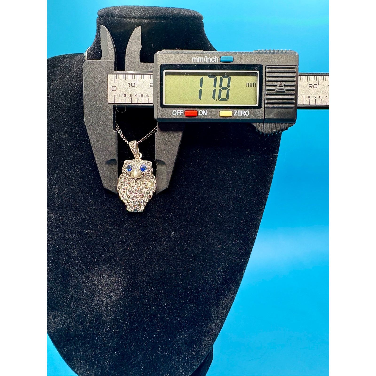 Jewelry NEW Black Rhodium Silver Moissanite Owl Pendant & 20" Chain Size ONE SIZE - 8 Thumbnail