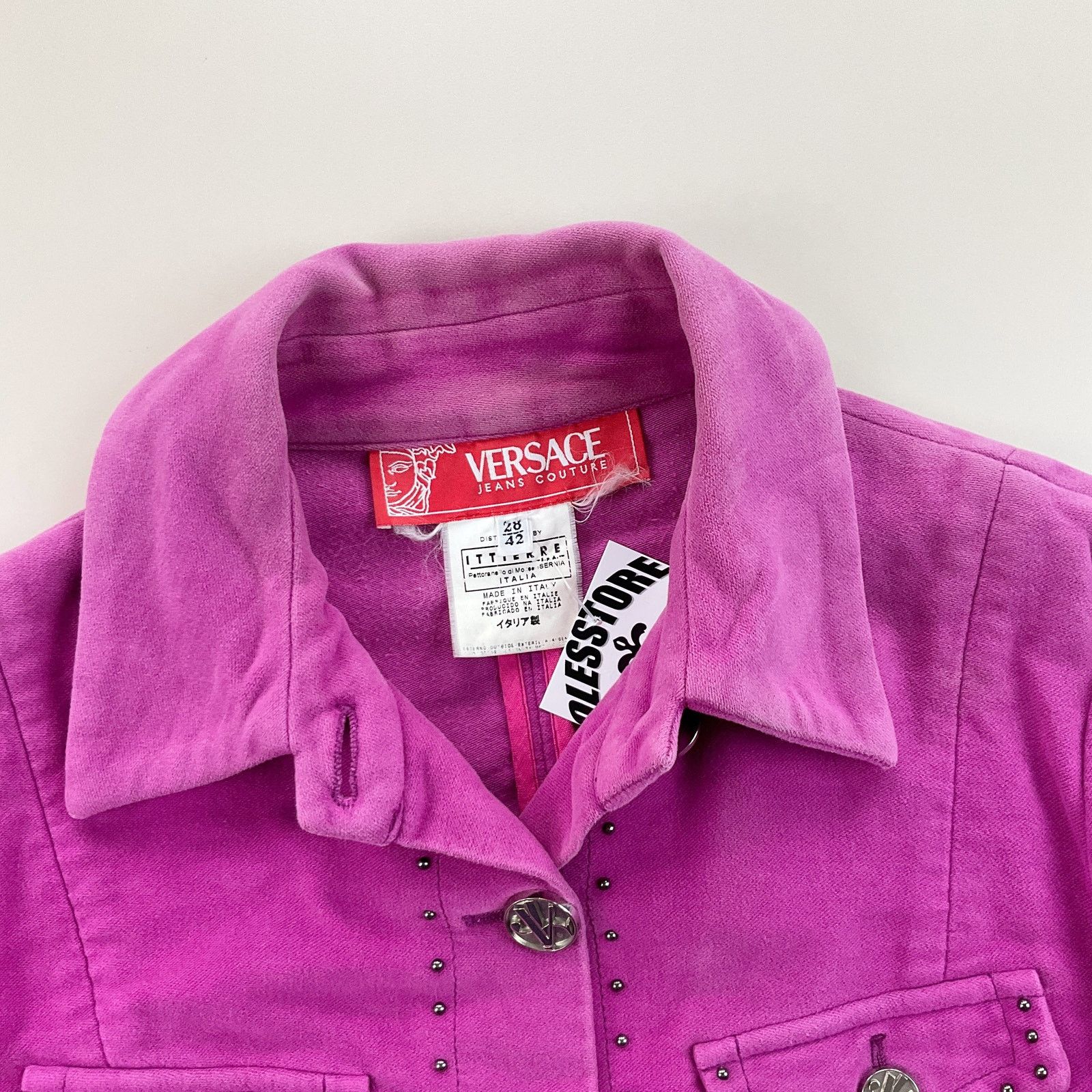 Versace Vintage RARE Versace 90s Button Jacket - Womens Small pink Size S / US 4 / IT 40 - 5 Thumbnail