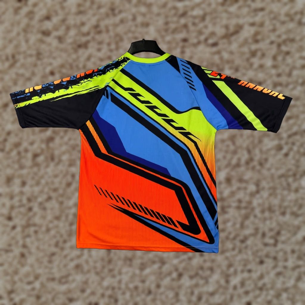 Vintage Guys Jersey Mens Large Blue Orange MX BMX Short Sleeve V-Neck Polyester Shirt Adult Large Orange Jersey logo Size US L / EU 52-54 / 3 - 1 Thumbnail