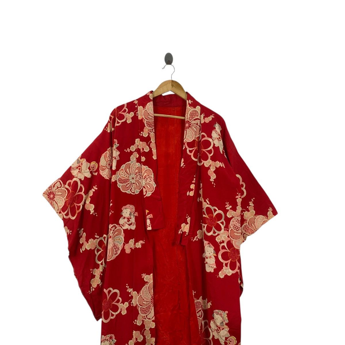 Vintage Vintage 70s KIMONO JAPAN FLORAL Pattern Red Traditional Size 3XL / US 20-22 - 2 Thumbnail