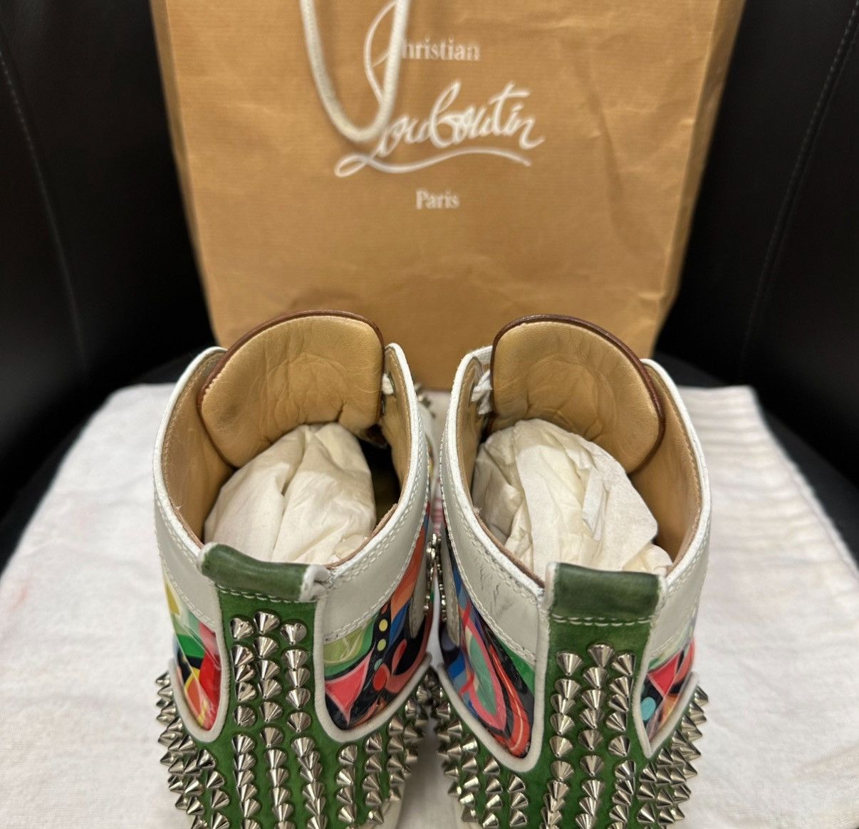 Christian Louboutin Christian Louboutin Multicolor Spiked Sneakers – original Size US 8 / EU 41 - 10 Thumbnail