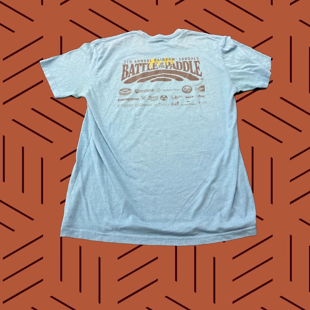 Next Level VINTAGE Next Level Shirt Mens L Blue 7th Annual Rainbow Sandals Battle of the Paddle Gerry Lopez Canoe Paddles Logo Graphic T-Shirt Size US L / EU 52-54 / 3 - 1 Thumbnail