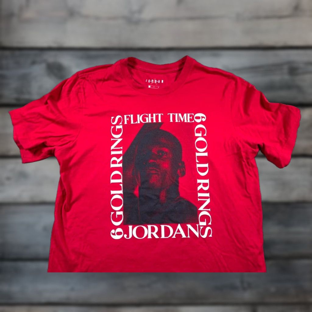 Jordan Brand Michael Jordan 6 Rings Print T-Shirt Adult Large Red Flight Time Jumpman Size US L / EU 52-54 / 3 - 1 Thumbnail