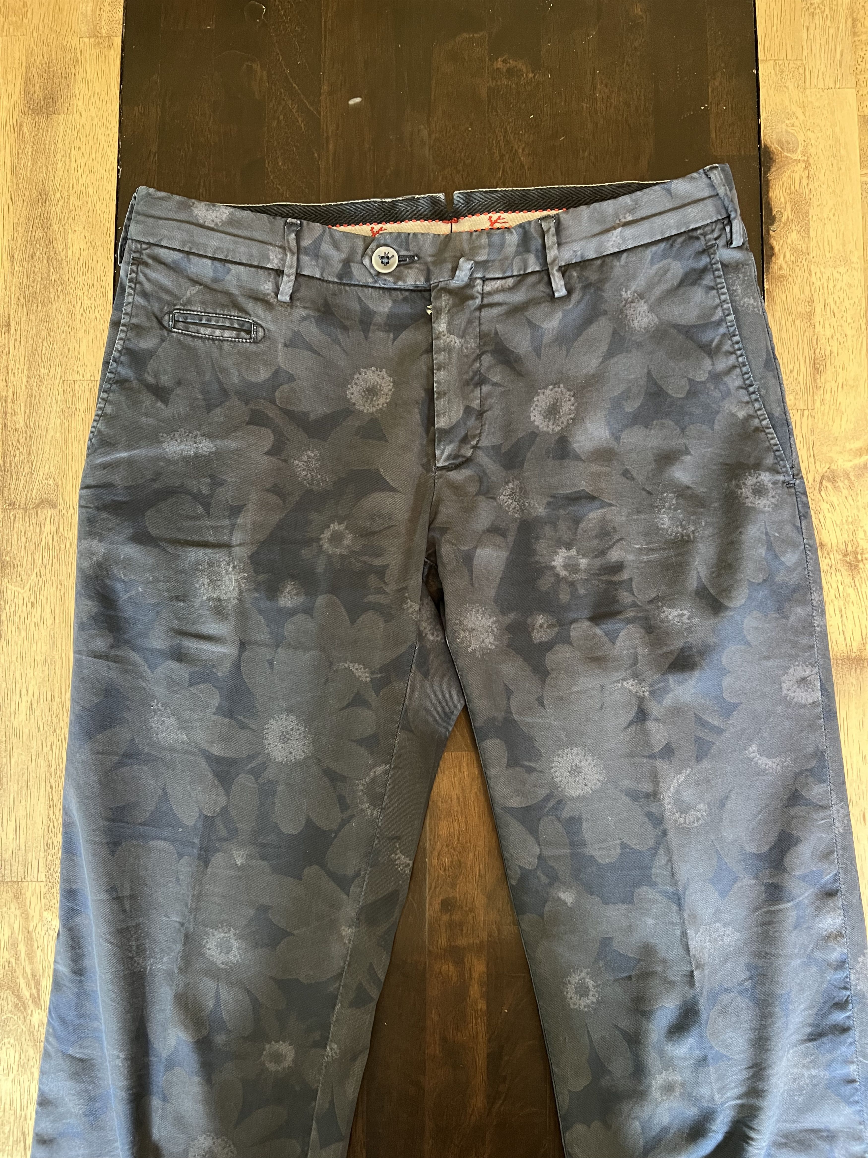 Isaia Floral Chinos Navy and Grey and LT Blue 32W