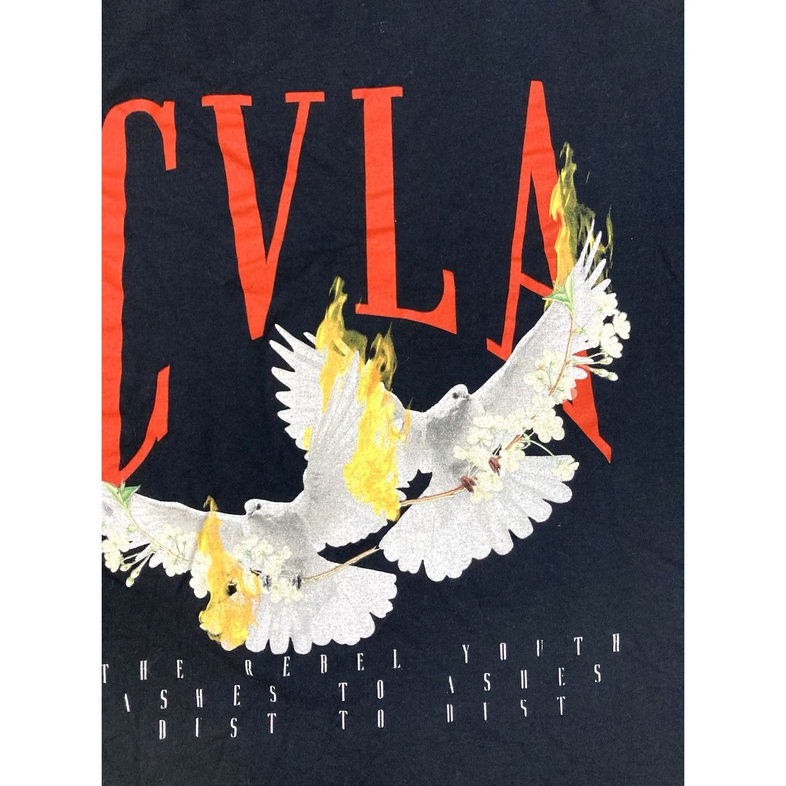 Vintage CVLA Birds Flame Graphic T-shirt Men Slim Fit Medium Black Short Sleeve Size US M / EU 48-50 / 2 - 2 Thumbnail