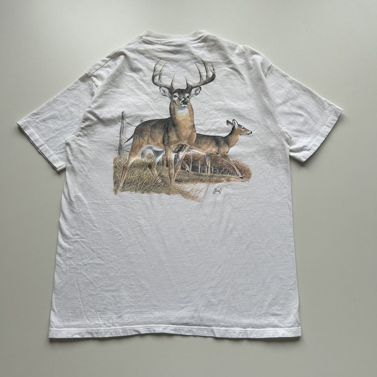 Vintage Vintage 90s Wildlife Deer Nature Art Graphic T Shirt Mens XL Size US XL / EU 56 / 4 - 1 Thumbnail