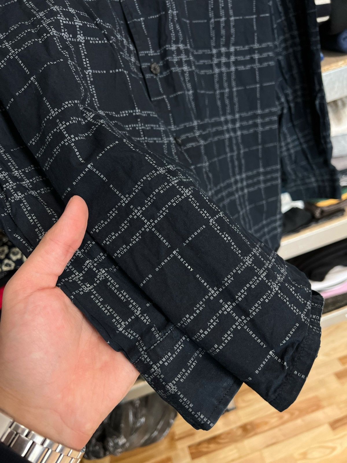 Burberry × Vintage Burberry Long Sleeve Shirt Button Up Plaid Monogram Print L Size US L / EU 52-54 / 3 - 3 Thumbnail