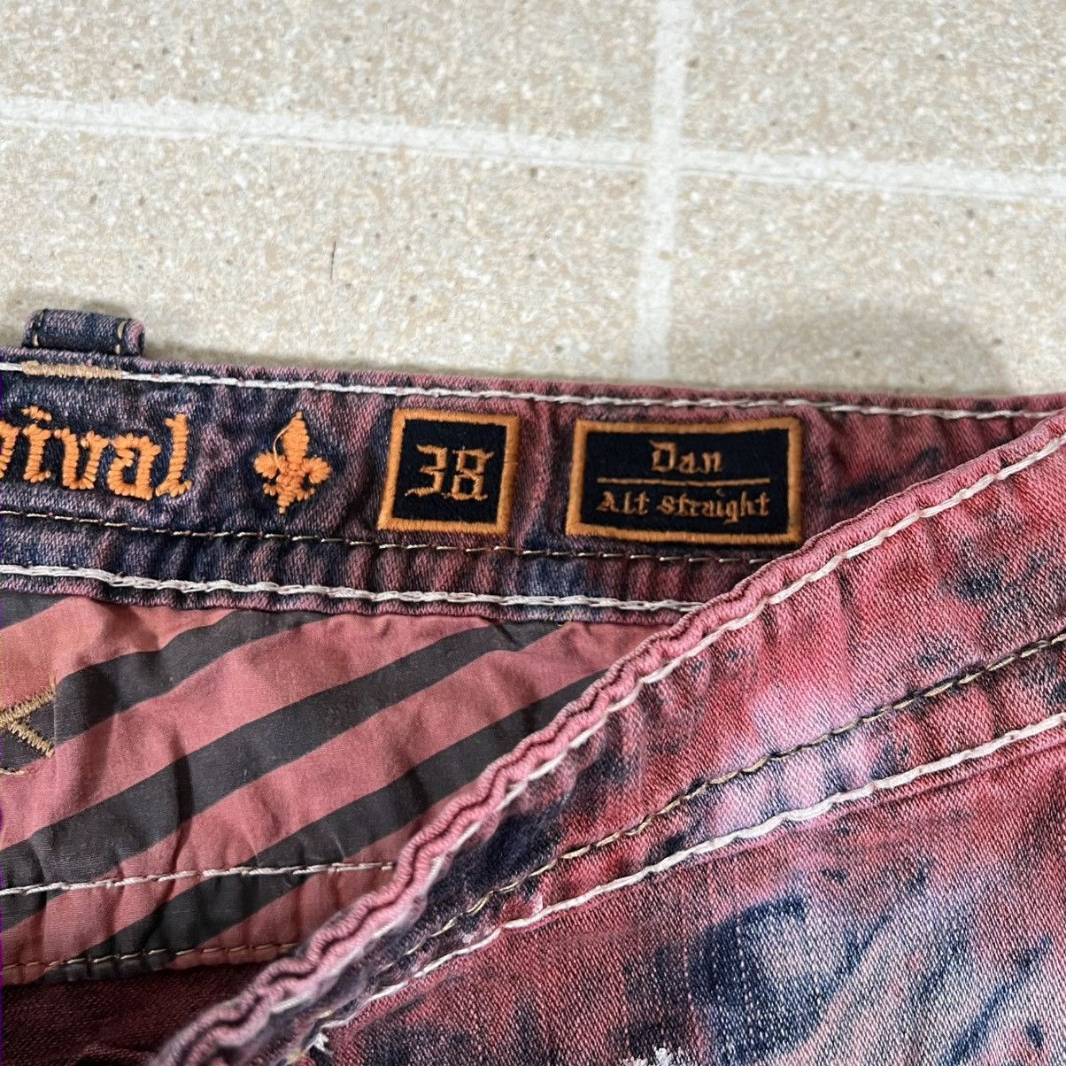 Rock Revival Rock Revival Dan Straight Jeans 38x32 Red Blue Tie Dye Pants Size US 38 / EU 54 - 6 Thumbnail