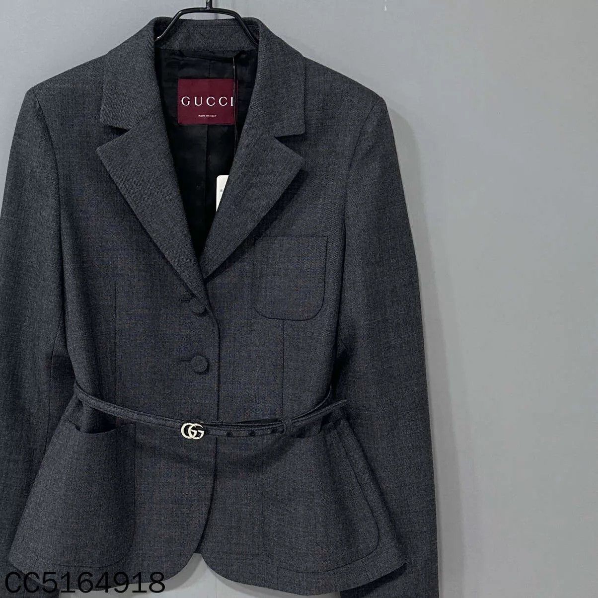 Gucci GUCCI peak lapel single-breasted belted logo blazer 40 Size S / US 4 / IT 40 - 2 Thumbnail
