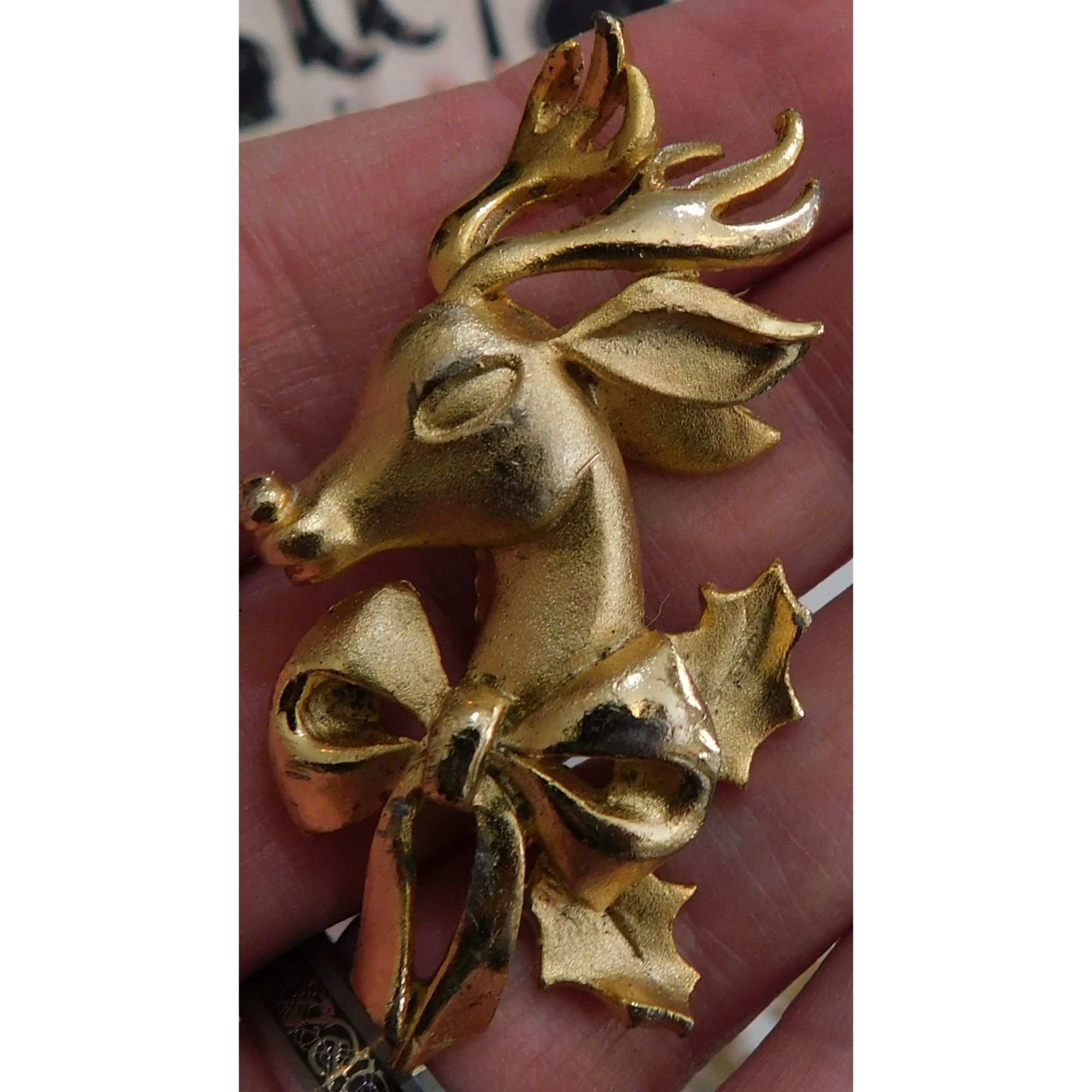 Other Vintage 1950s Stylized Textured Reindeer Brooch Size ONE SIZE - 2 Thumbnail