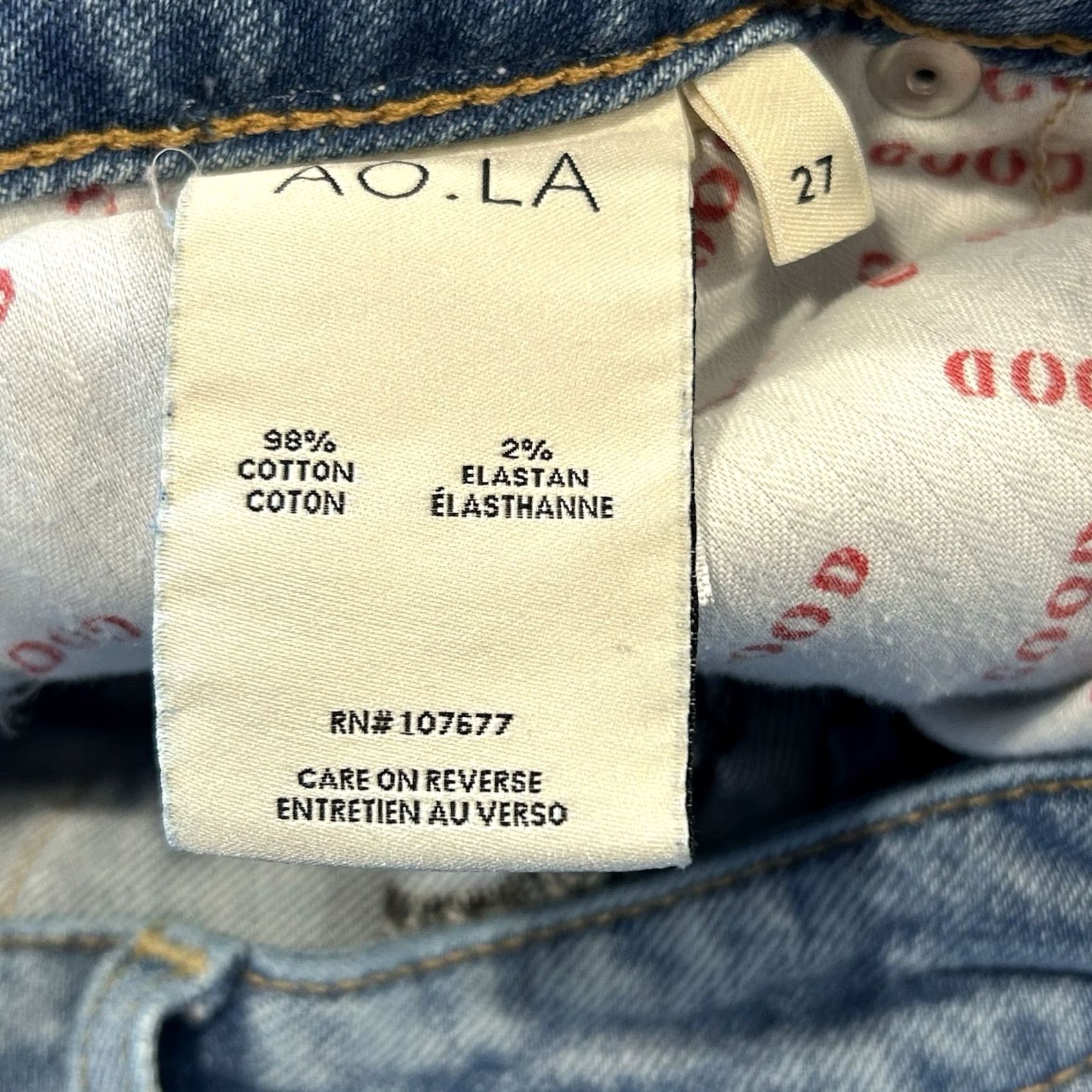 Alice + Olivia AO.LA by Alice + Olivia Women’s 27 Blue Jeans Tapered Slim Fit Mid Rise 5-Pocket Design Embroidered Logo Floral Pattern 90s Y2K Los Angeles West Coast Size 27" / US 4 / IT 40 - 5 Thumbnail