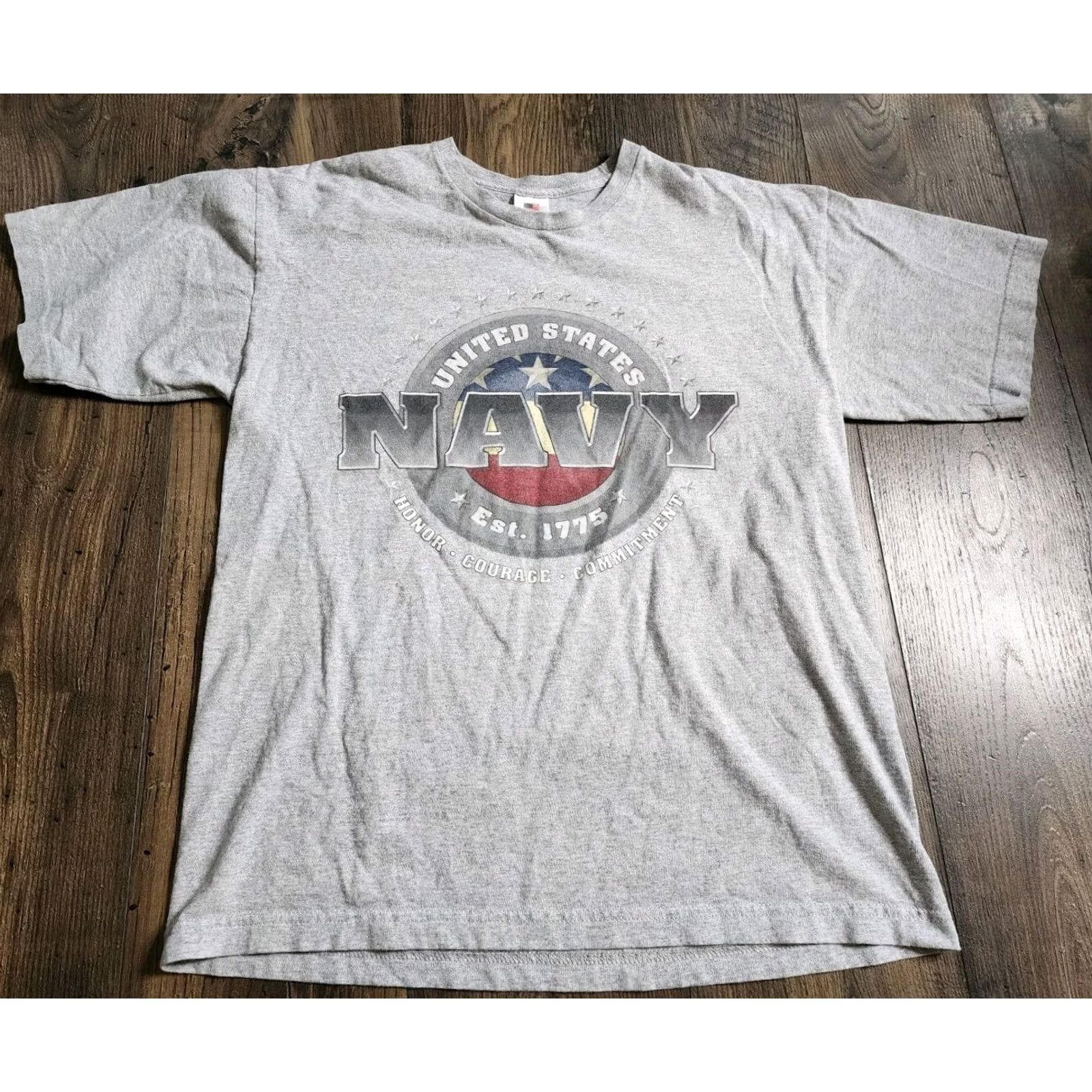 Vintage VINTAGE Bayside T-Shirt United States Navy American Flag Mens L Gray Cotton Blend Short Sleeve Crew Neck 90s Retro Military USA Logo Size US L / EU 52-54 / 3 - 6 Thumbnail