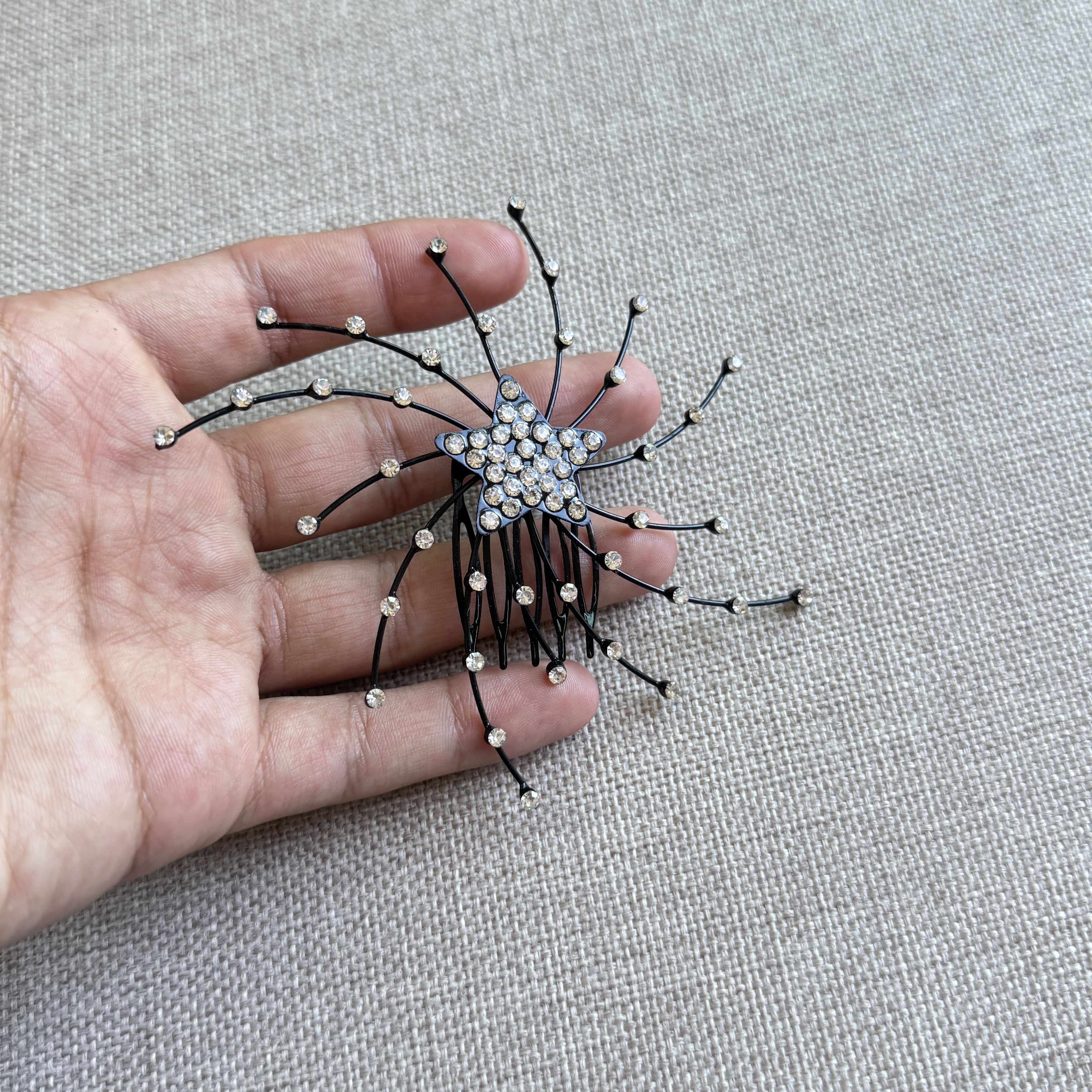 Other Black Rhinestone Starburst Hair Comb Size ONE SIZE - 2 Thumbnail