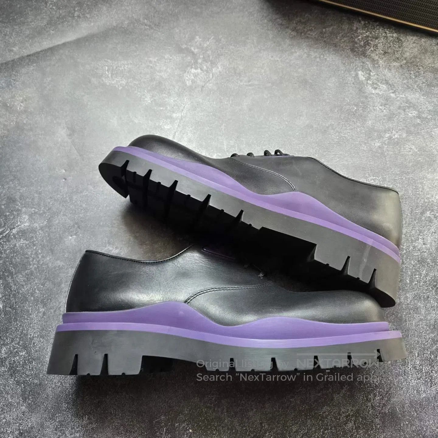 Bottega Veneta Bottega Veneta Bottega Veneta Black and Purple Derby Shoes Size US 8 / EU 41 - 8 Thumbnail