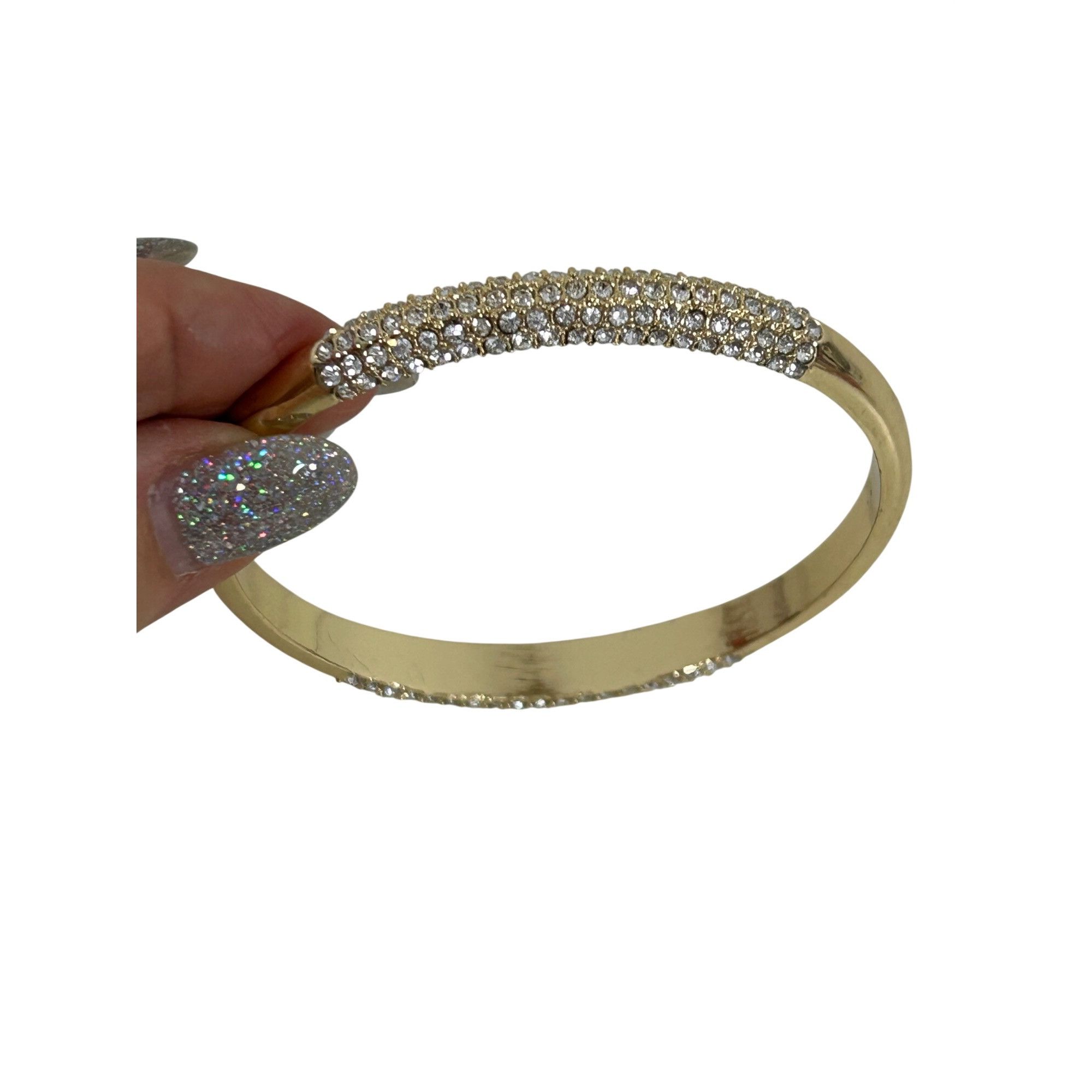 Other Women’s Fashion Bracelet Shiny Yellow Gold Tone Pave Faux Di Size ONE SIZE - 5 Thumbnail