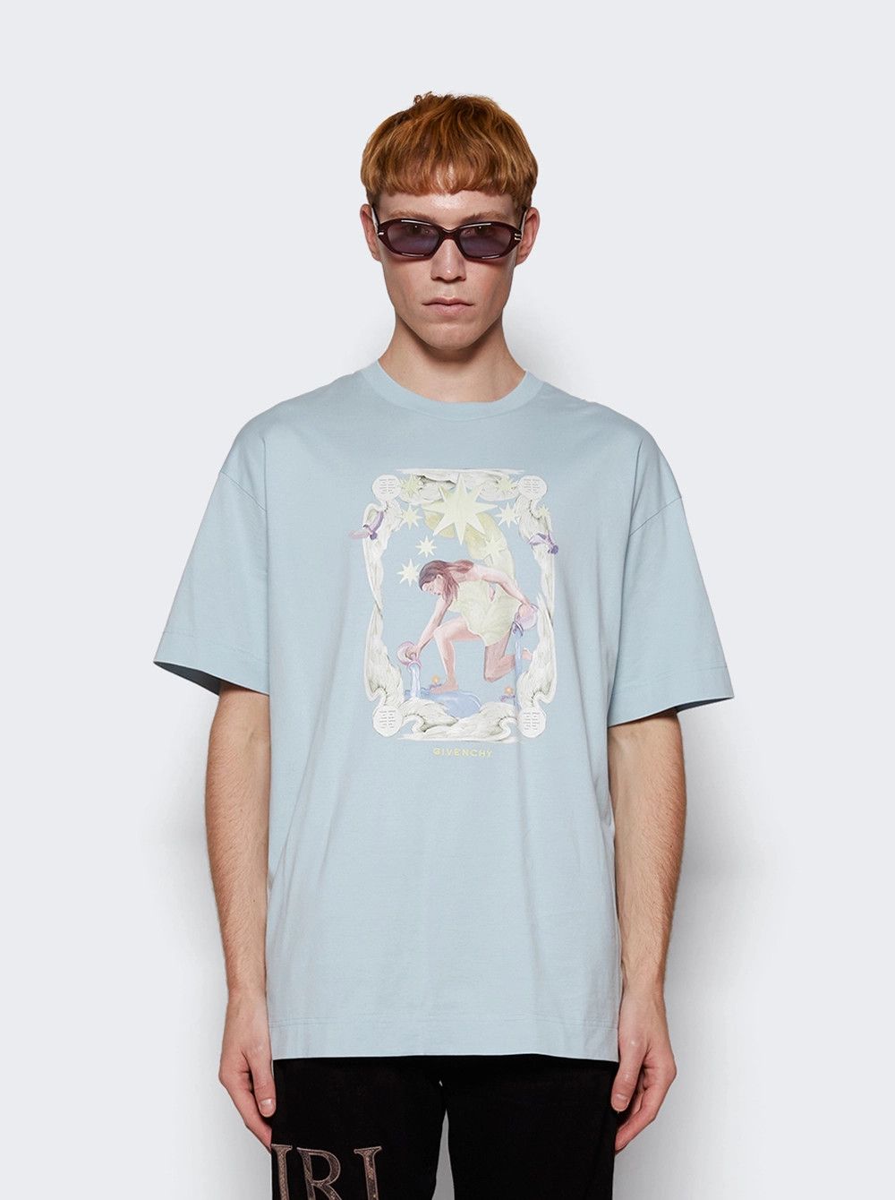 Givenchy Sky Blue Aqua Stars Logo Oversized T-Shirt Size US M / EU 48-50 / 2 - 2 Thumbnail