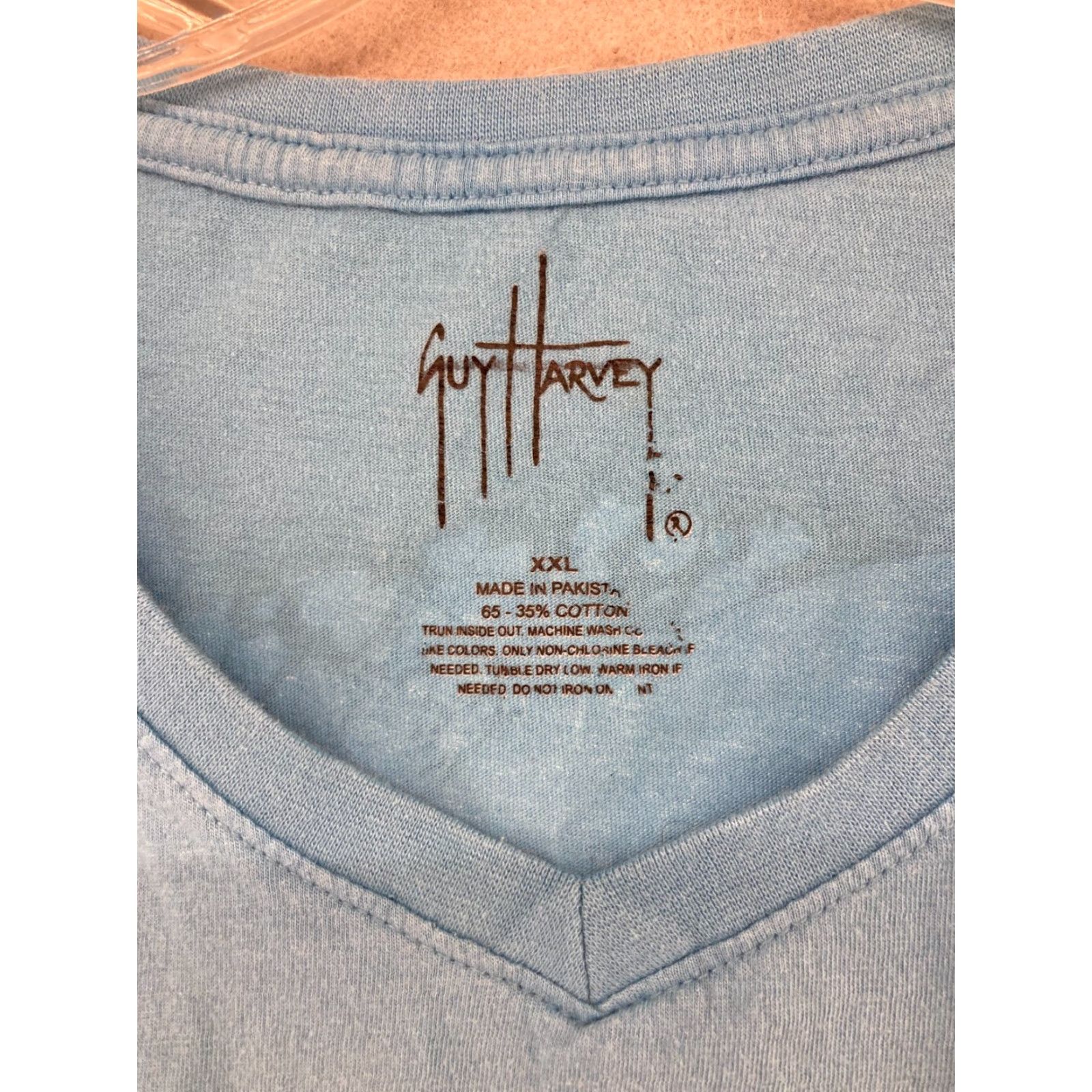 Guy Harvey Guy Harvey Shirt Womens 2XL Blue TShirt V-Neck Short Sleeve Cotton Blend Jersey Tropical Classic Size XXL / US 16-18 / IT 52-54 - 5 Thumbnail