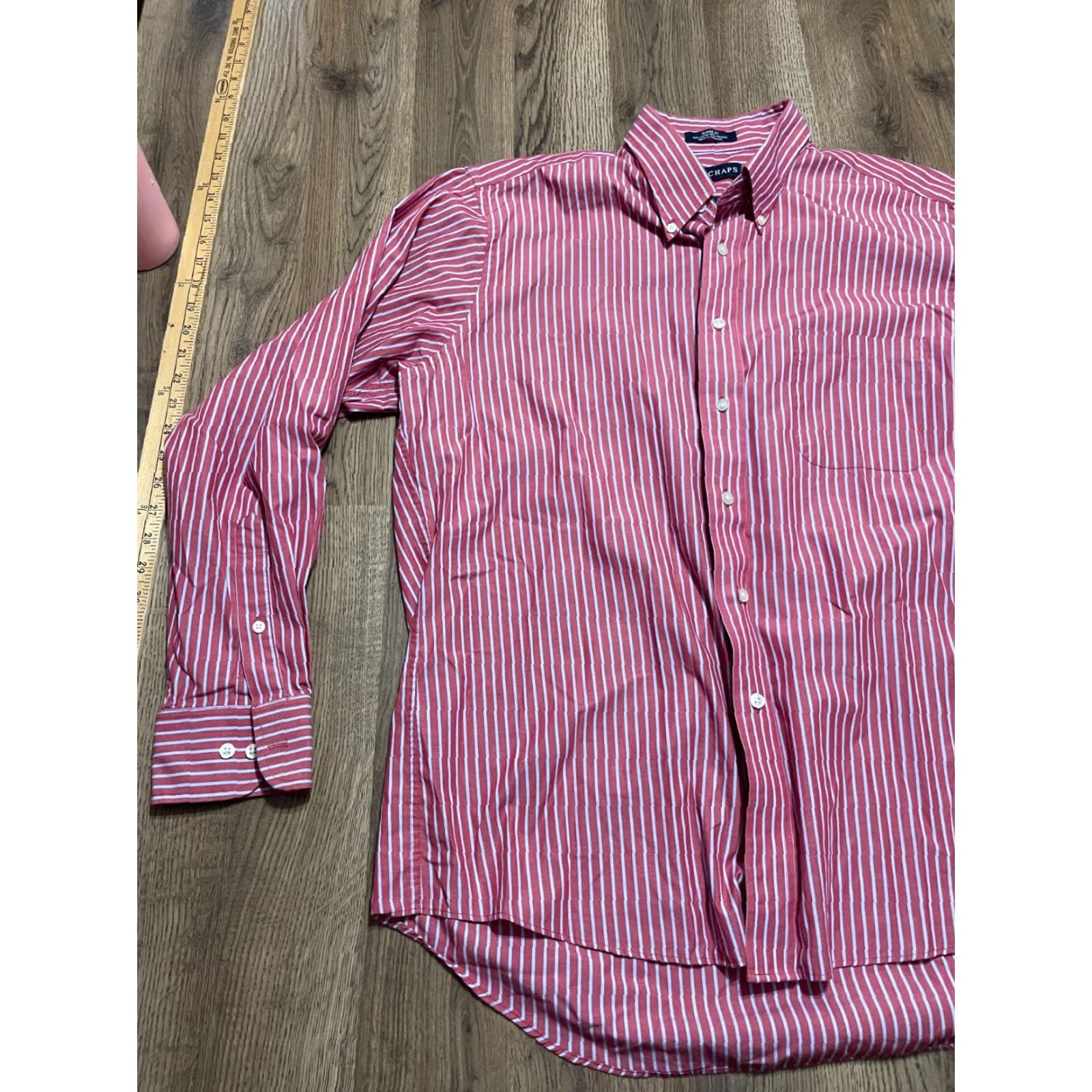 Chaps **Men's Red White Striped Button Down Shirt, Size 17 34/35, Classic Fit** User: Men's Red White Striped Button Down Shirt, Size 17 34/35, Classic Fit Size US XL / EU 56 / 4 - 3 Thumbnail