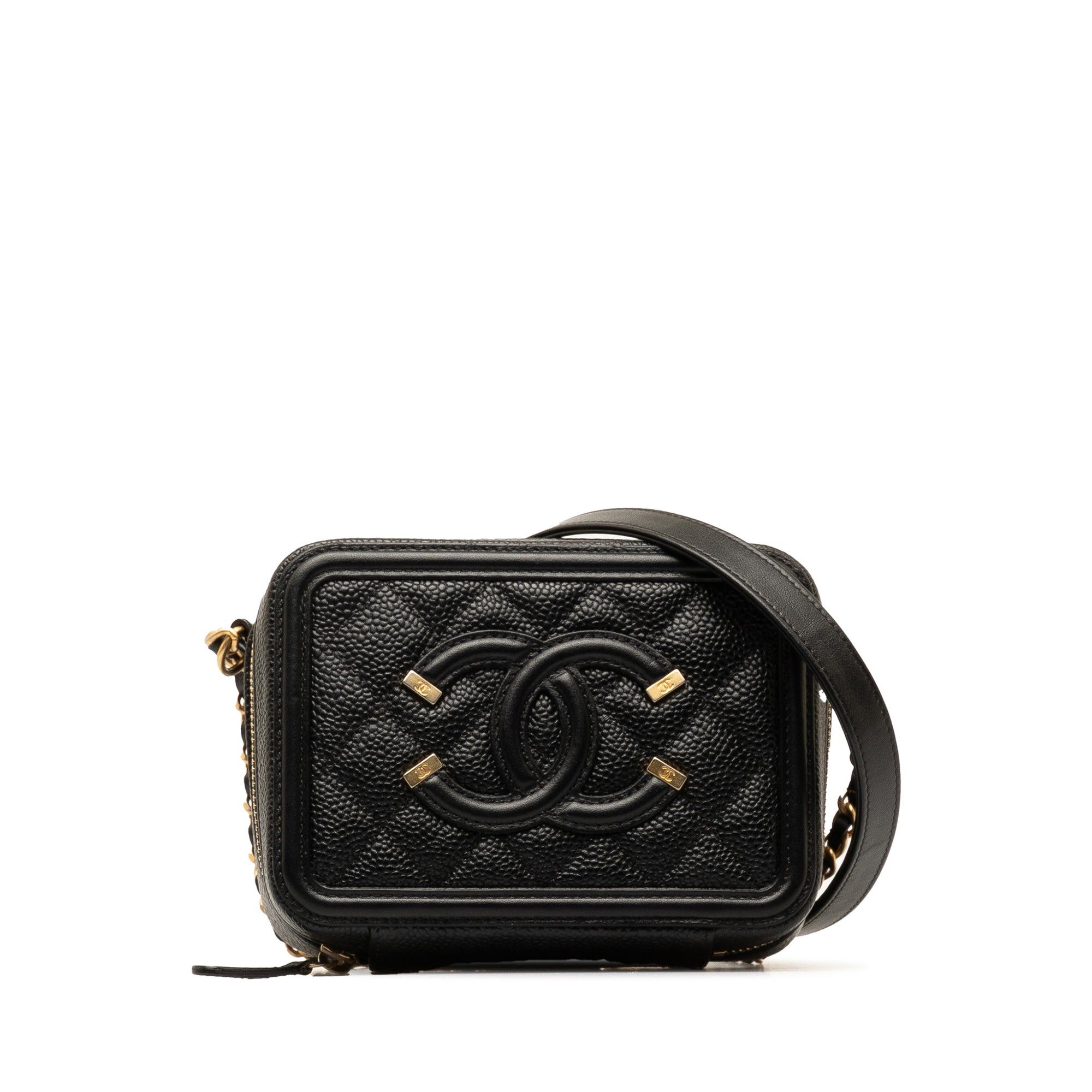 image of Chanel Caviar Cc Filigree Crossbody Crossbody Bag in Black, Women's