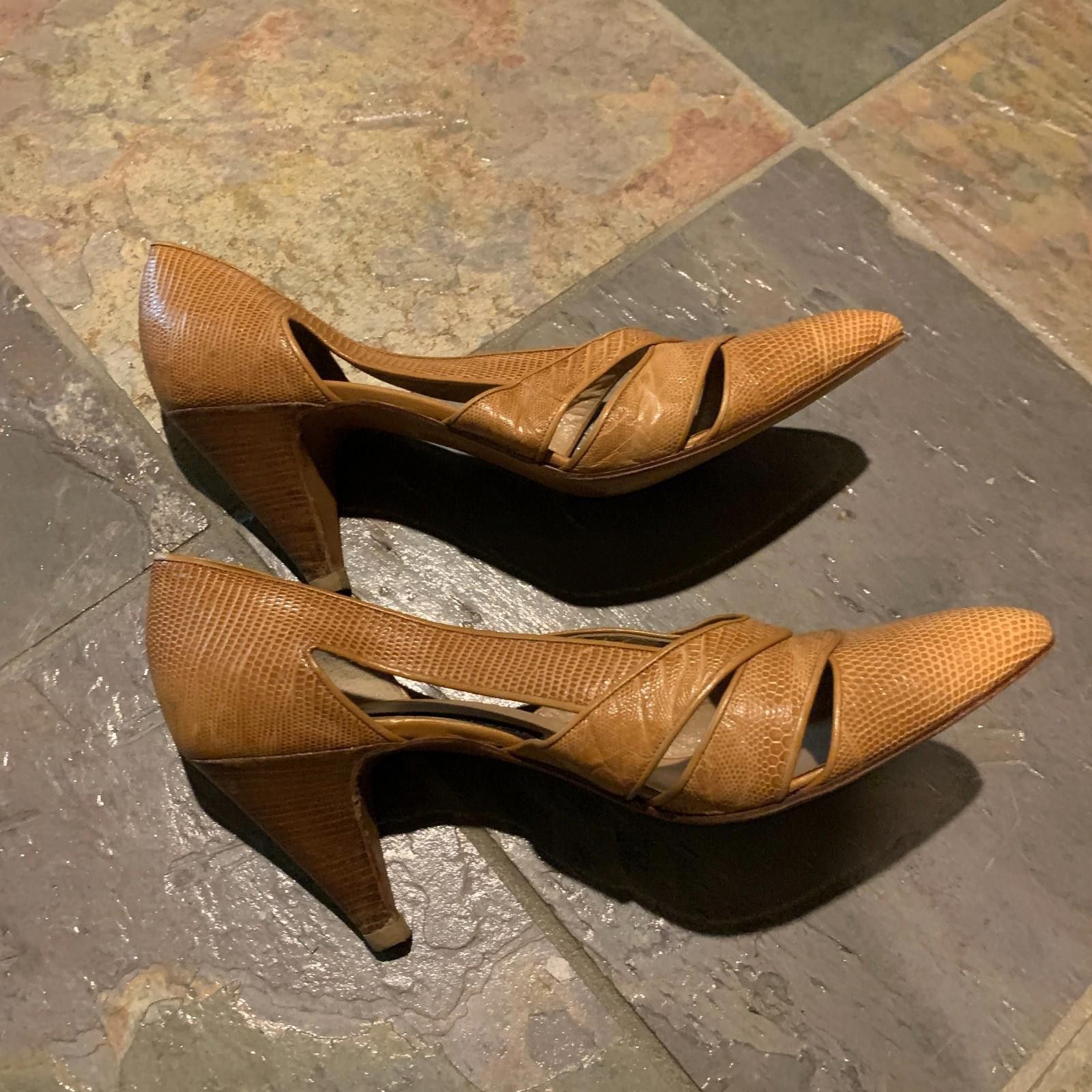 Designer RARE! MAUD FRIZON SNAKE Leather Mid Heel Shoes Size 8.5 G108 Size US 8.5 / IT 38.5 - 4 Thumbnail