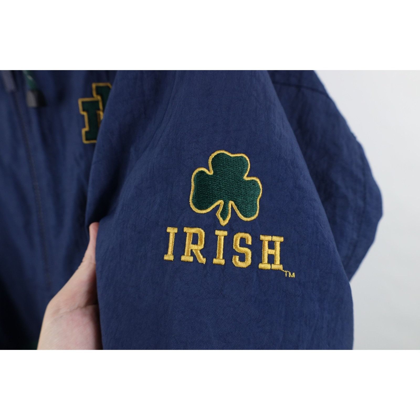 Vintage Vintage 90s Notre Dame University Half Zip Hooded Jacket Size US L / EU 52-54 / 3 - 6 Thumbnail