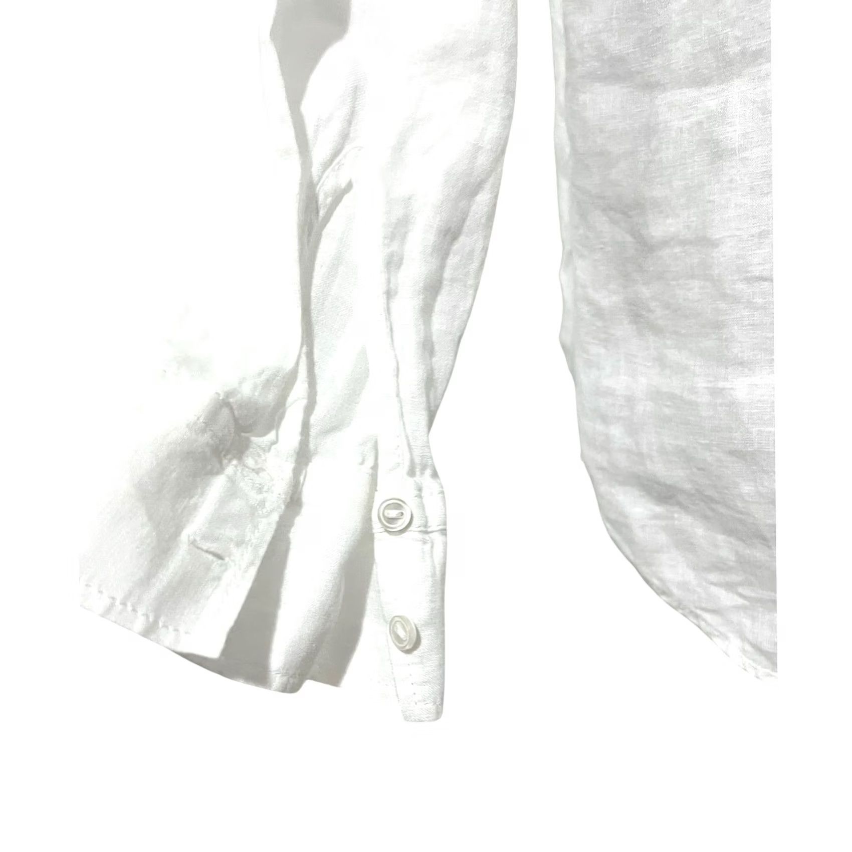 Talbots VINTAGE Talbots Women’s Linen Camp Shirt White Popover Pockets Long Sleeve European Sz L Size L / US 10 / IT 46 - 5 Thumbnail