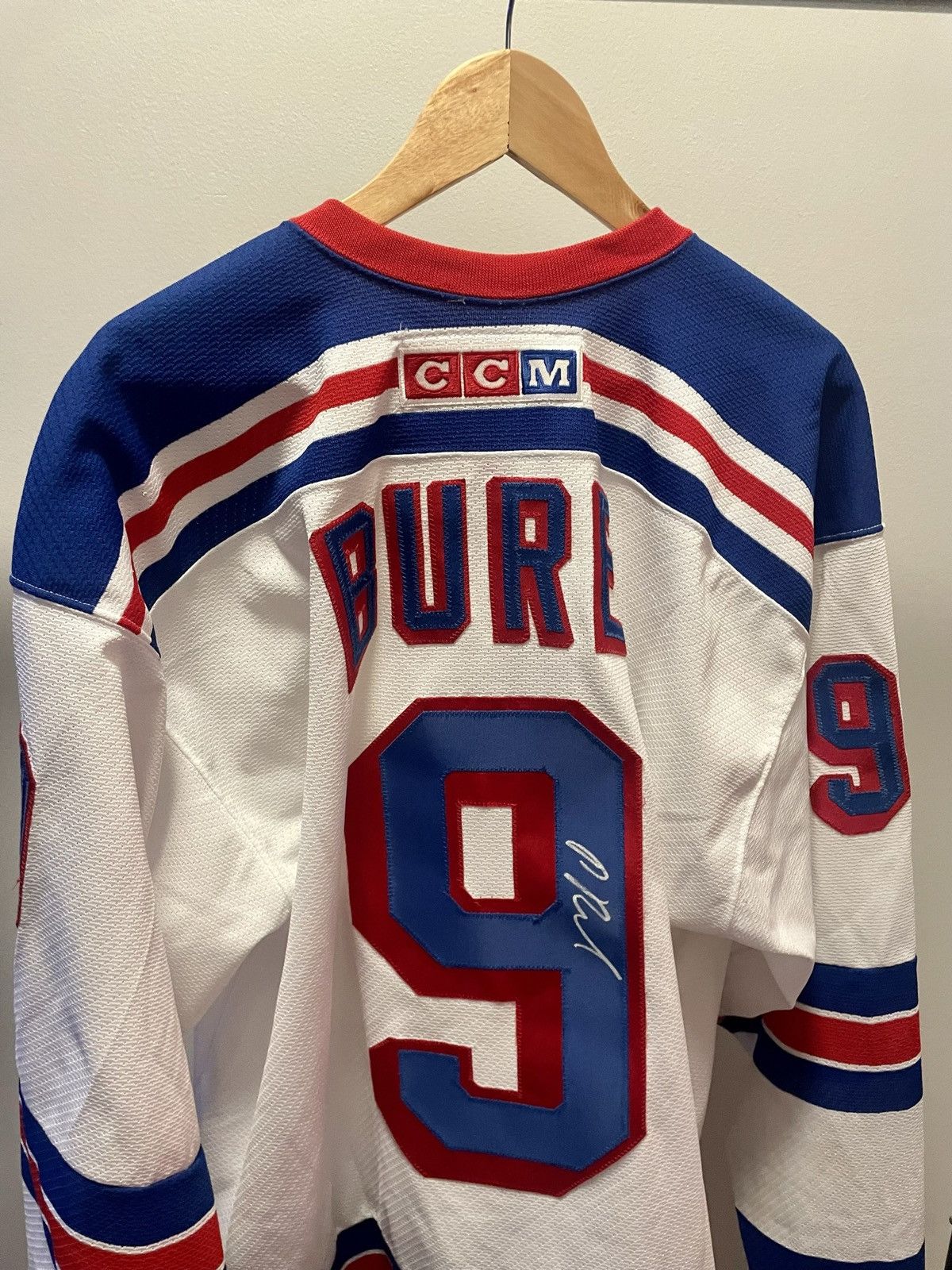 image of Ccm x Nhl Bure Signed Authentic Nyr Jersey in White, Men's (Size XL)