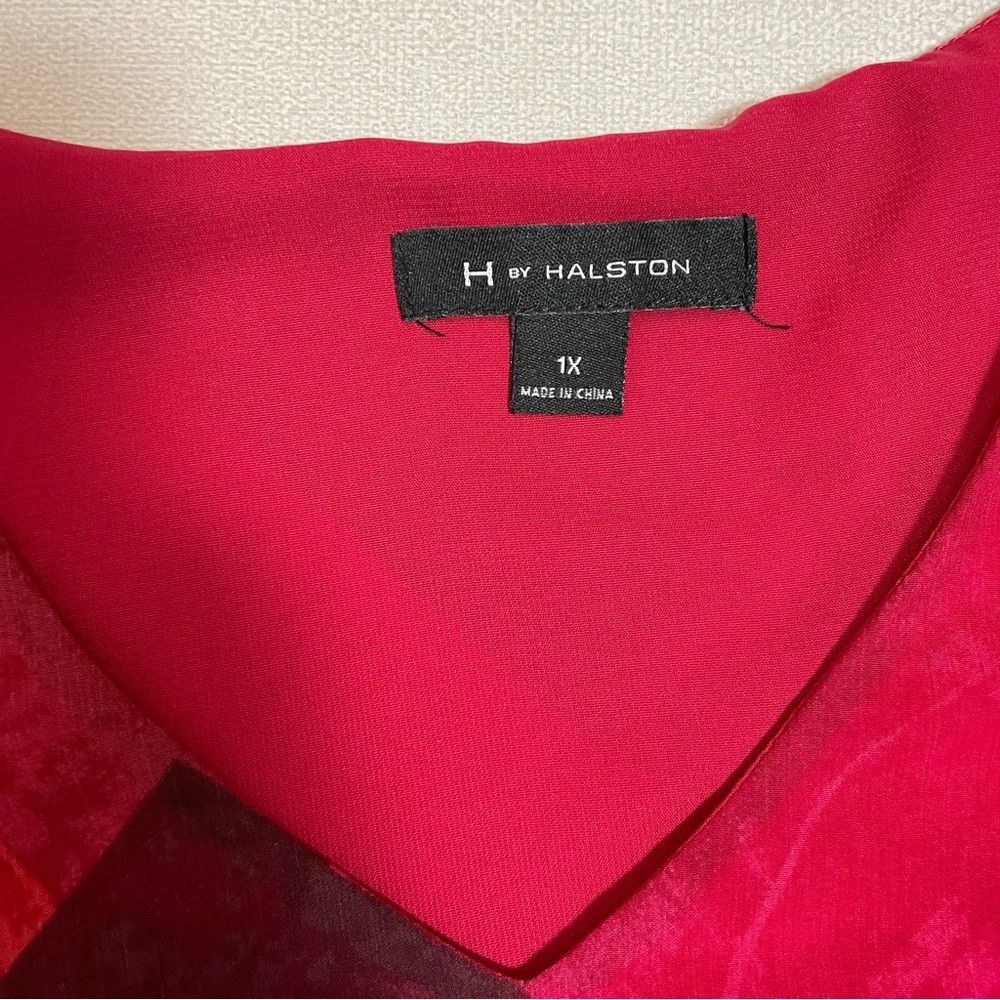 Halston H by Halston Red Sheer Layered V-Neck Tunic Top | Size 1X Size XL / US 12-14 / IT 48-50 - 4 Thumbnail