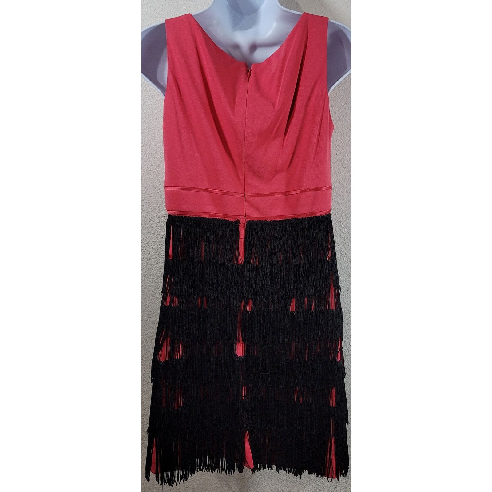 Other Kay Unger Coral Crisscross Bodice Fringe Skirt Dress 6 Size M / US 6-8 / IT 42-44 - 2 Thumbnail