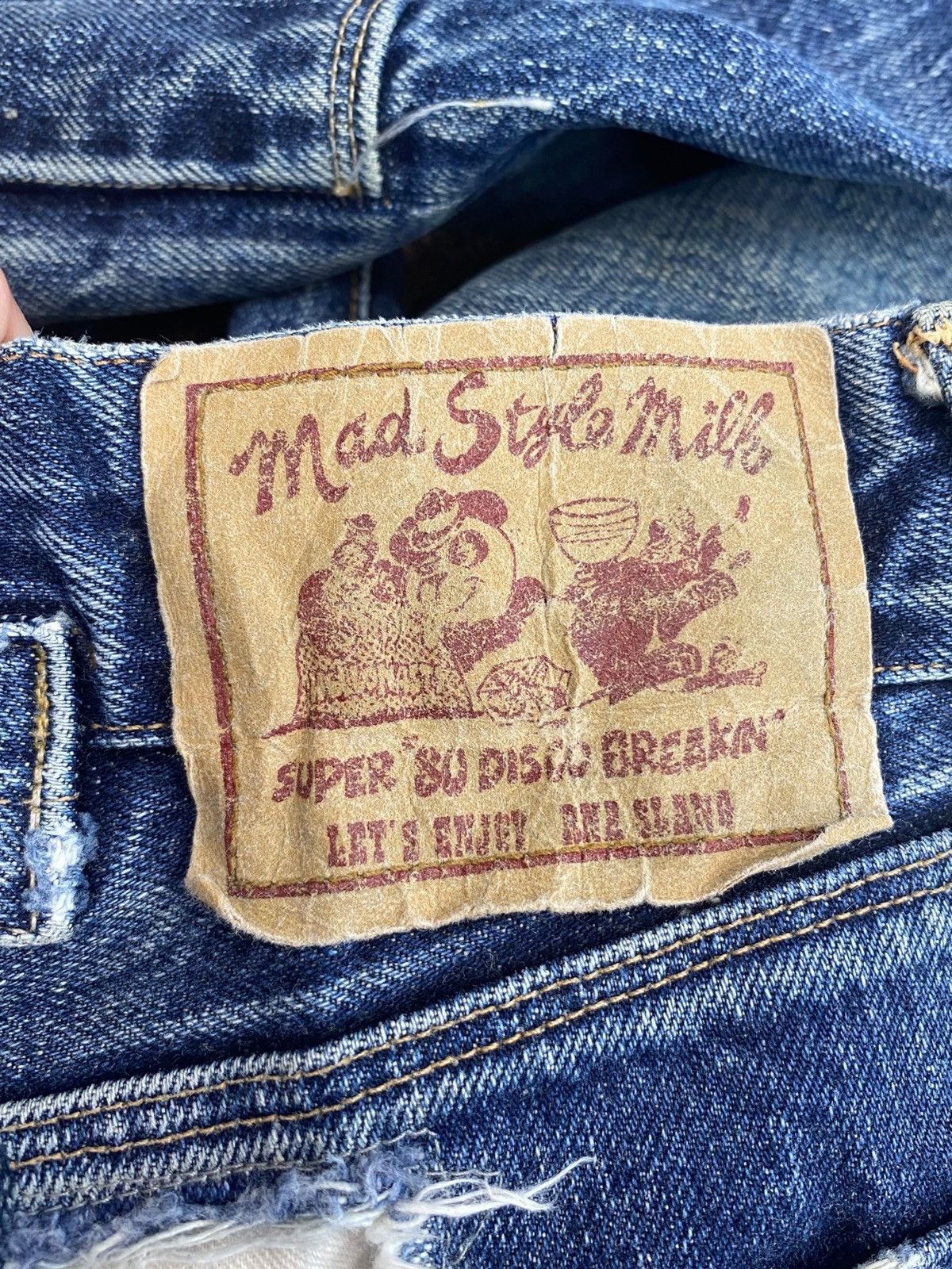 Other Japanese Brand X Selvedge Ripped Style Buckle Back Jeans Size US 30 / EU 46 - 10 Thumbnail