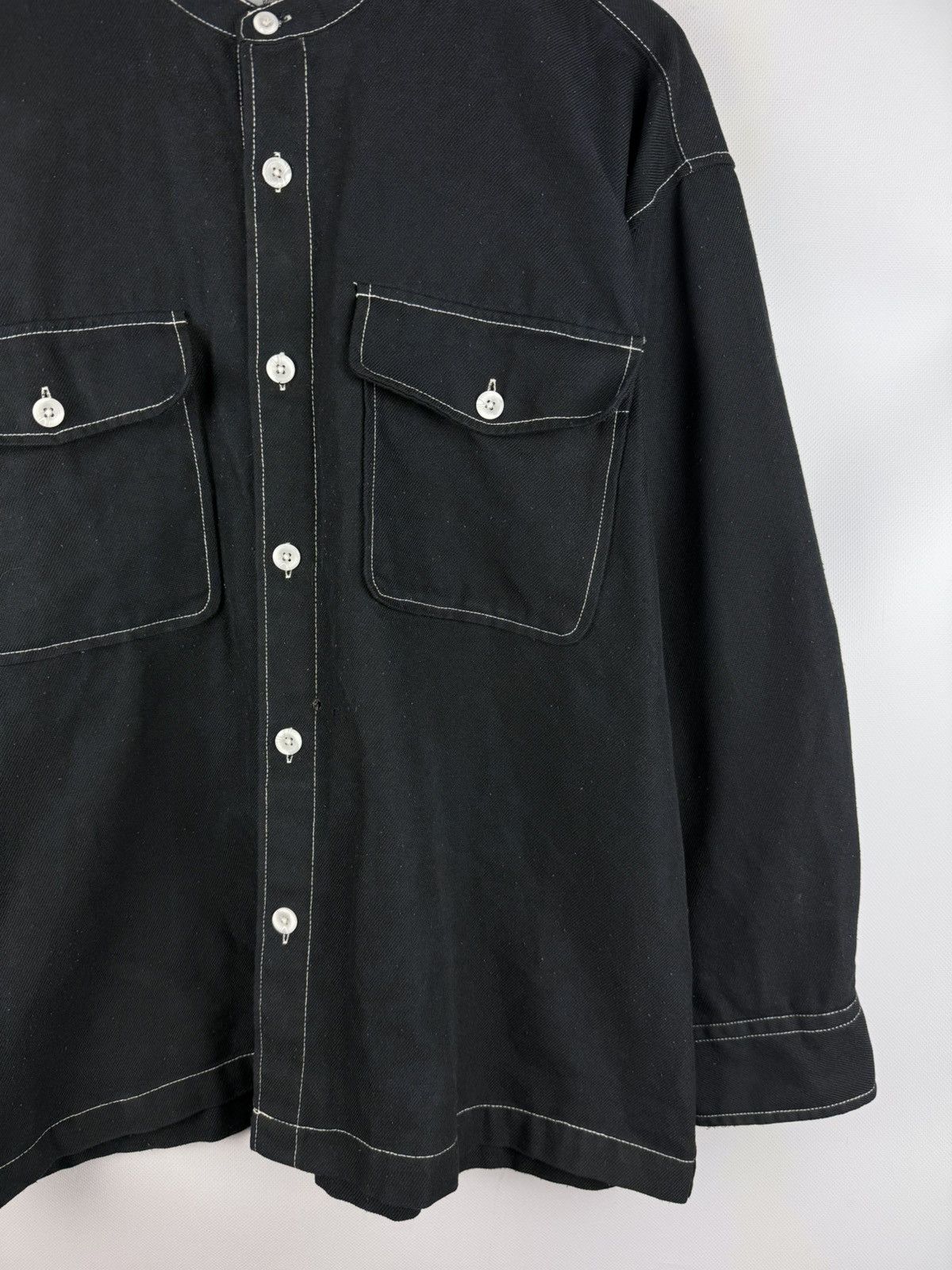Other Timbre Poste Long Sleeve Japanese Collarless Button Up Shirt Size US L / EU 52-54 / 3 - 4 Thumbnail